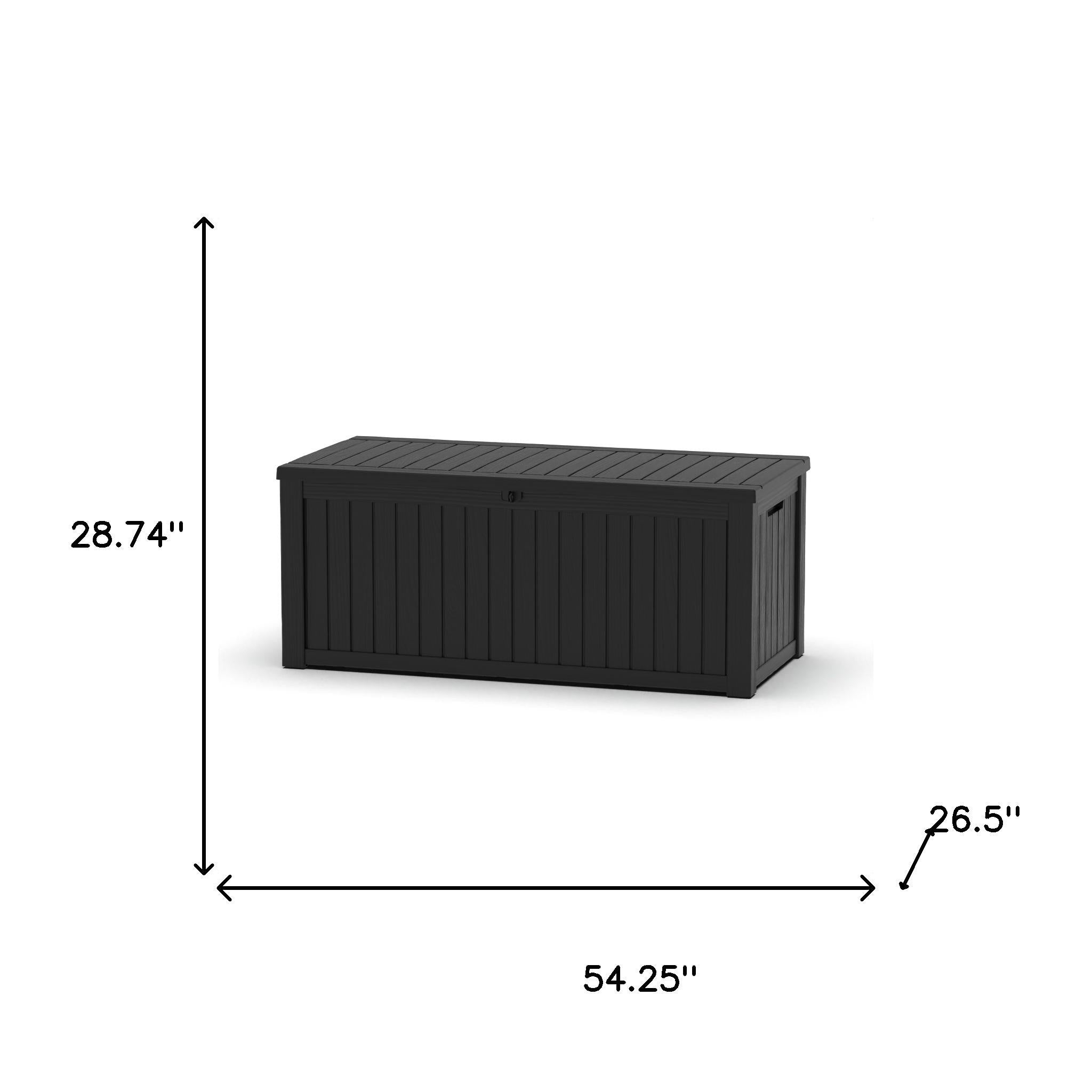 54" Black Polypropylene Water Resistant Deck Box