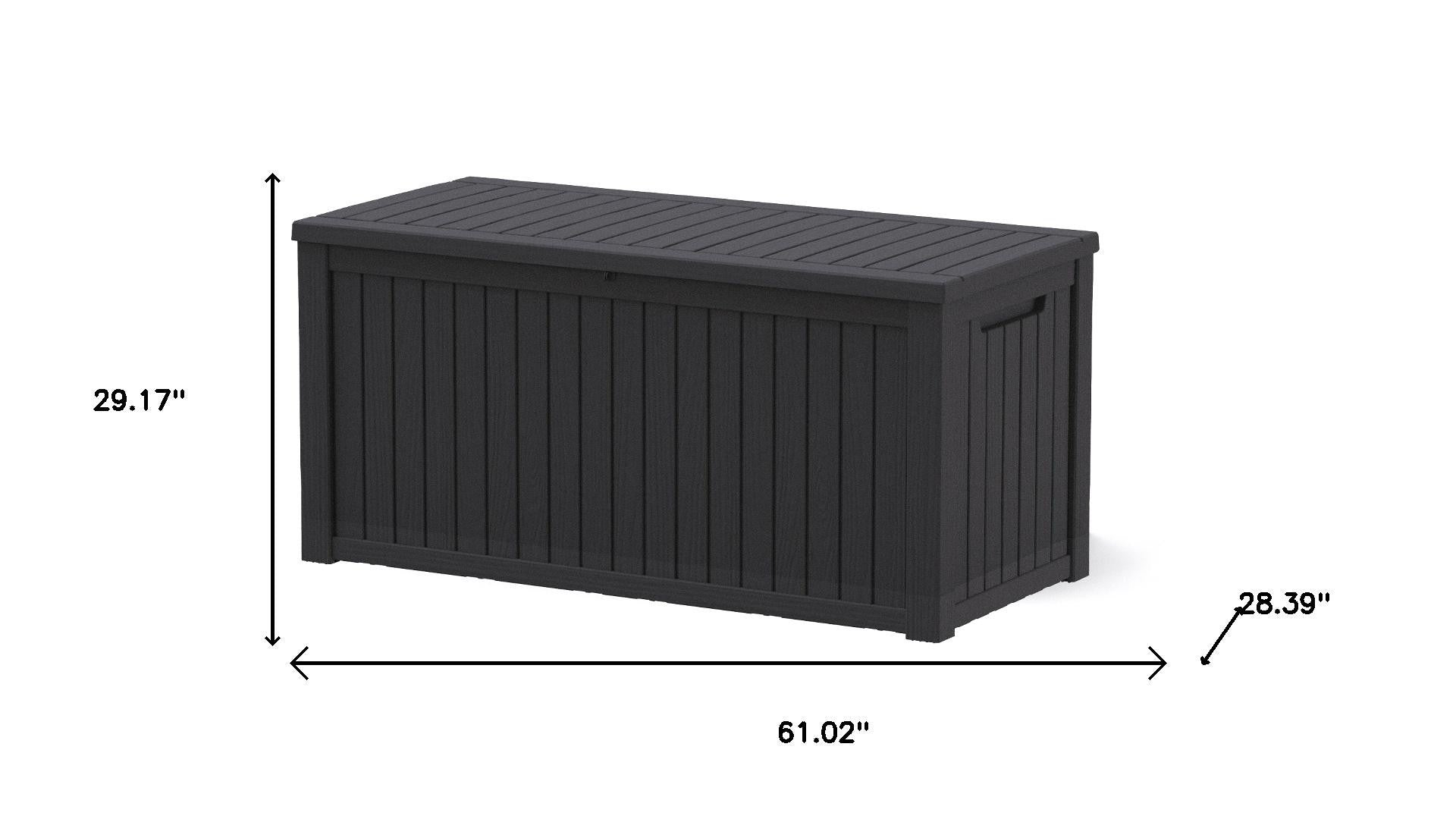 61" Black Polypropylene Water Resistant Deck Box