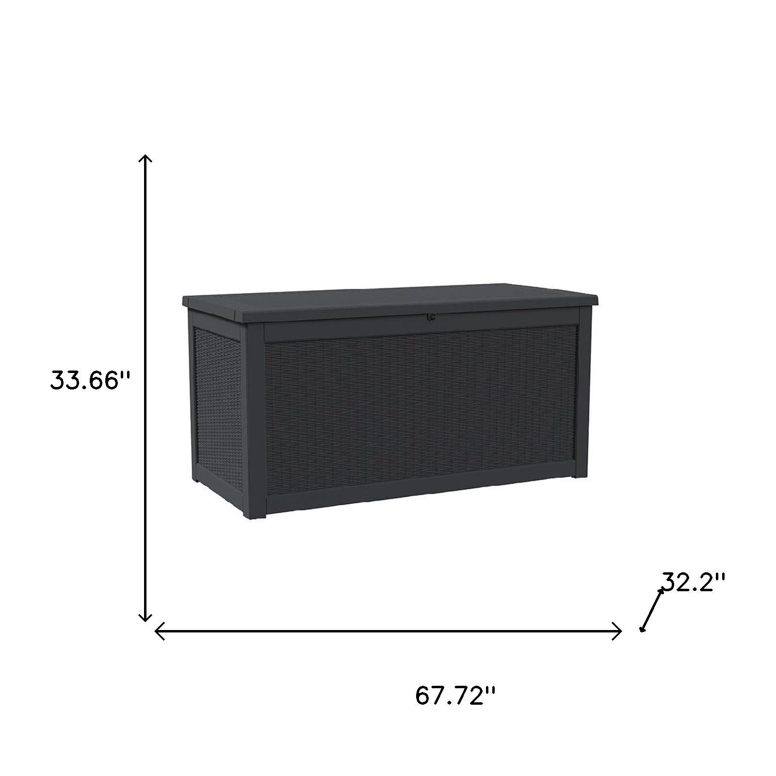 68" Black Polypropylene Water Resistant Deck Box