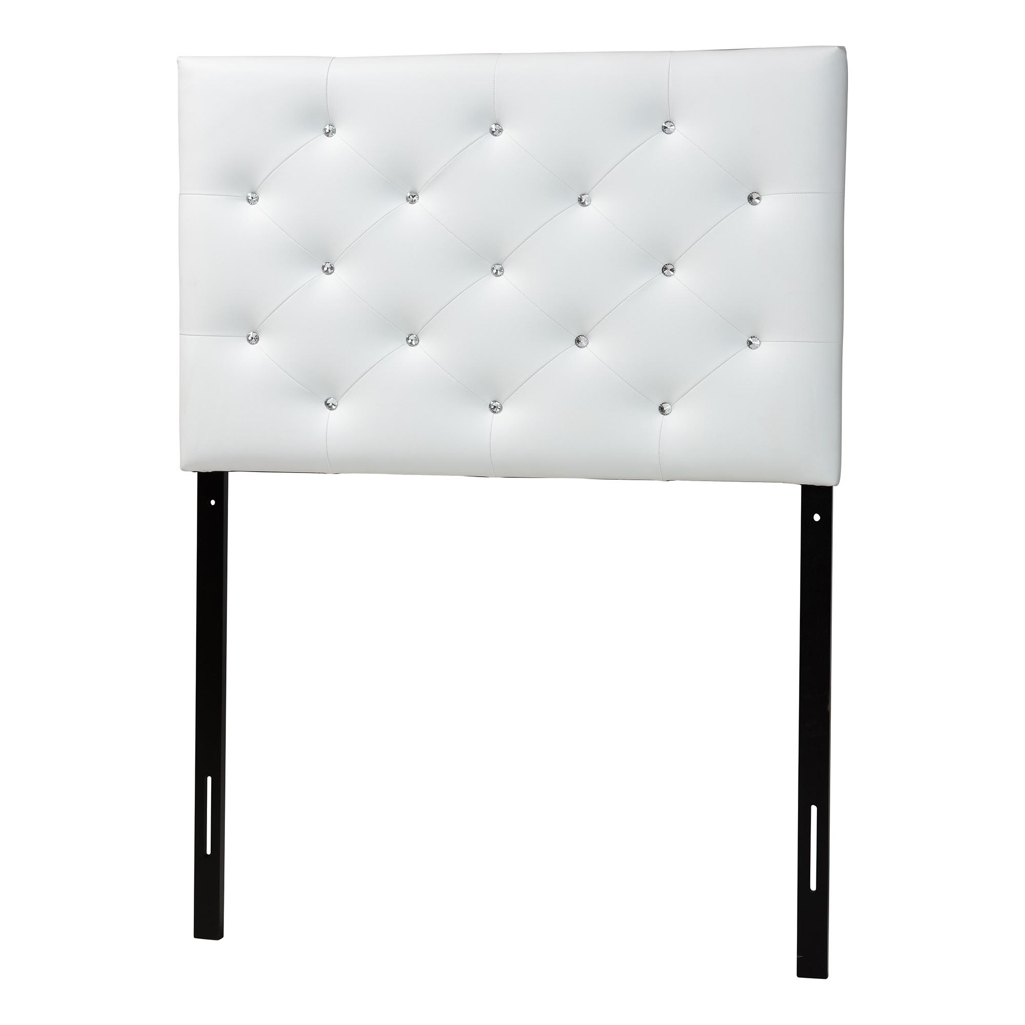 Baxton Studio Viviana Modern and Contemporary White Faux Leather Upholstered Button-Tufted Twin Size Headboard