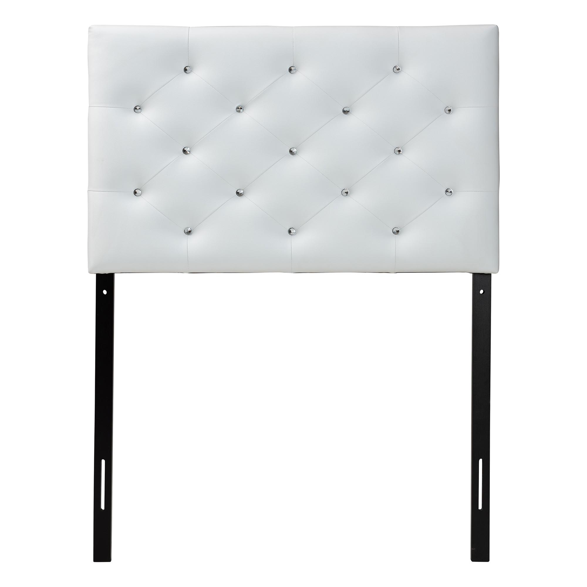 Baxton Studio Viviana Modern and Contemporary White Faux Leather Upholstered Button-Tufted Twin Size Headboard