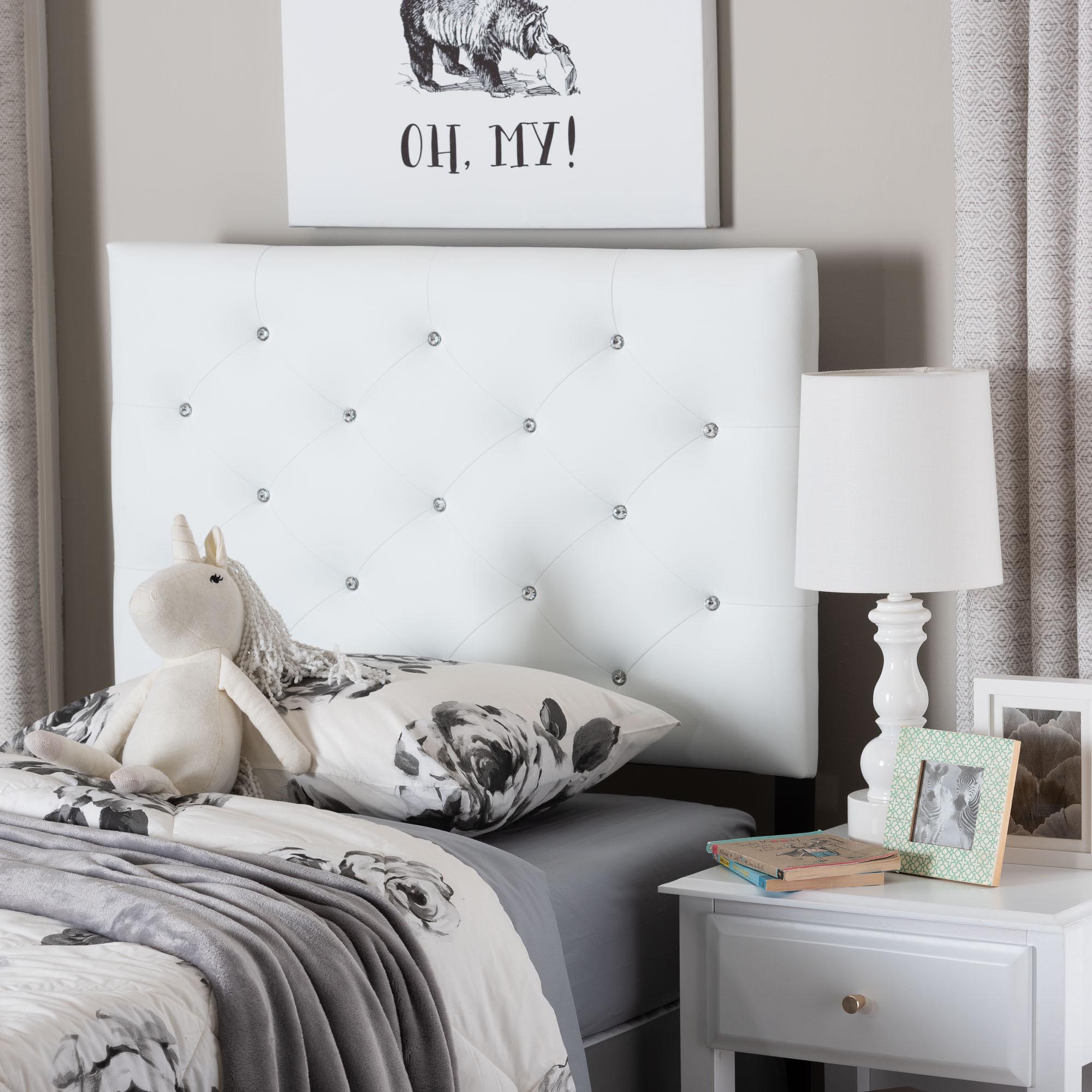 Baxton Studio Viviana Modern and Contemporary White Faux Leather Upholstered Button-Tufted Twin Size Headboard