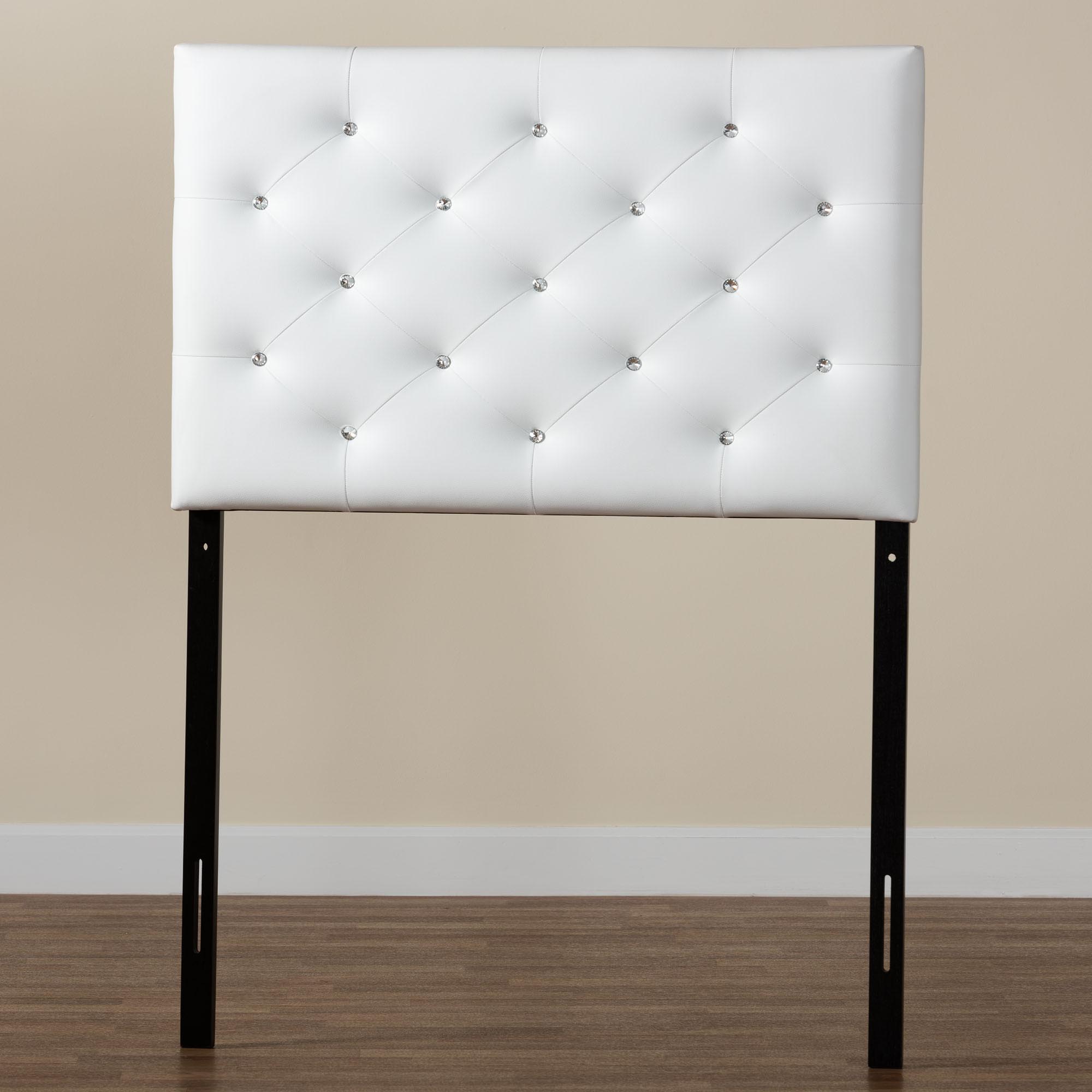 Baxton Studio Viviana Modern and Contemporary White Faux Leather Upholstered Button-Tufted Twin Size Headboard
