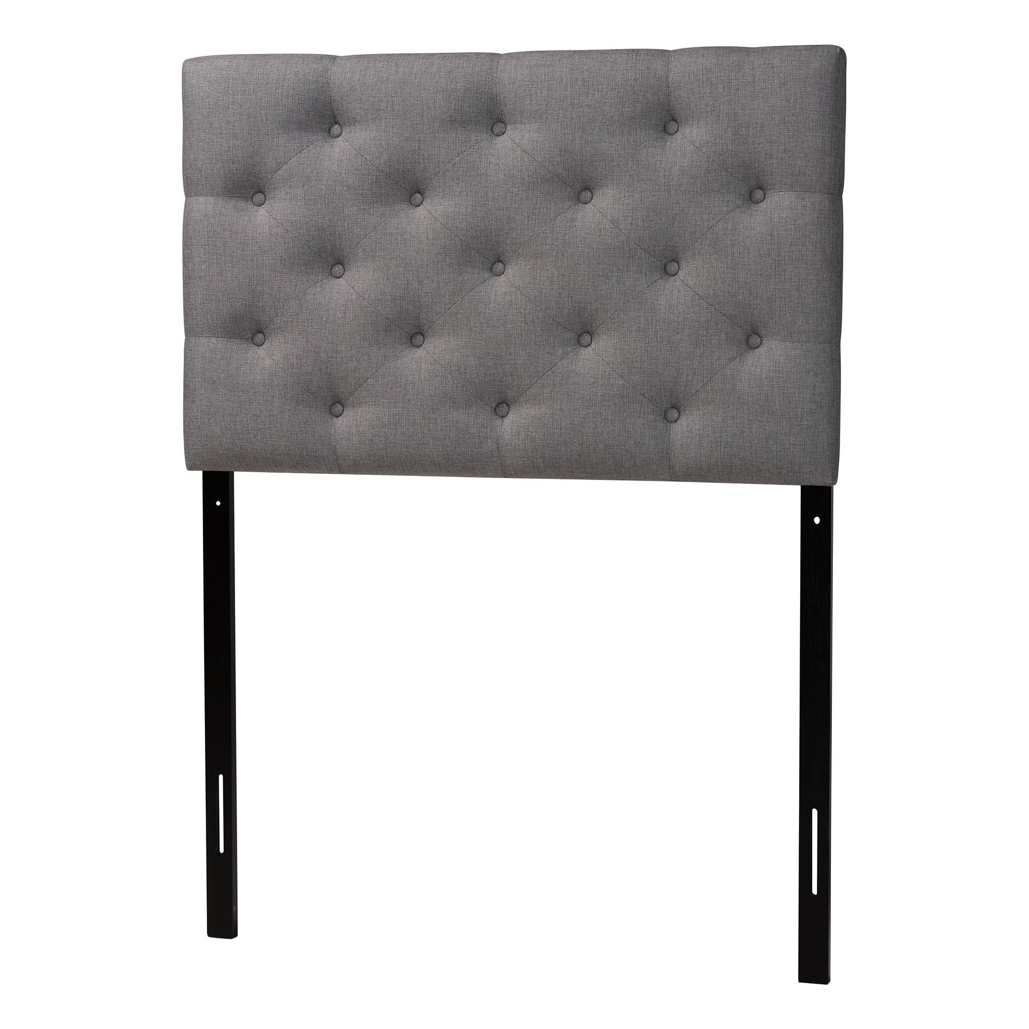 Baxton Studio Viviana Modern and Contemporary Grey Fabric Upholstered Button-Tufted Twin Size Headboard