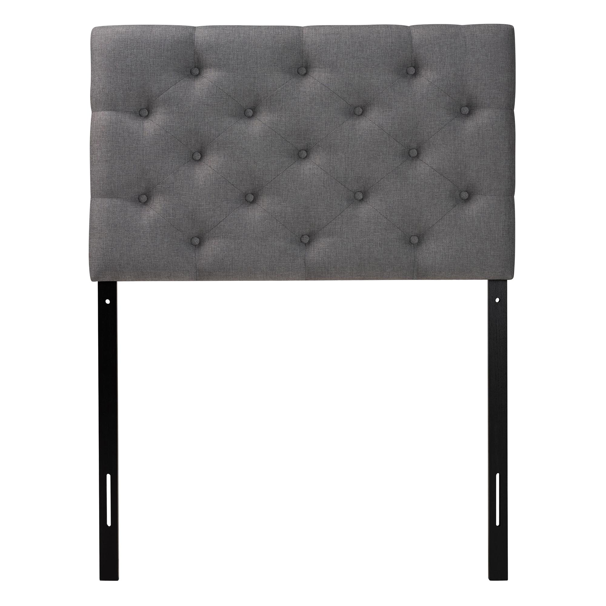Baxton Studio Viviana Modern and Contemporary Grey Fabric Upholstered Button-Tufted Twin Size Headboard