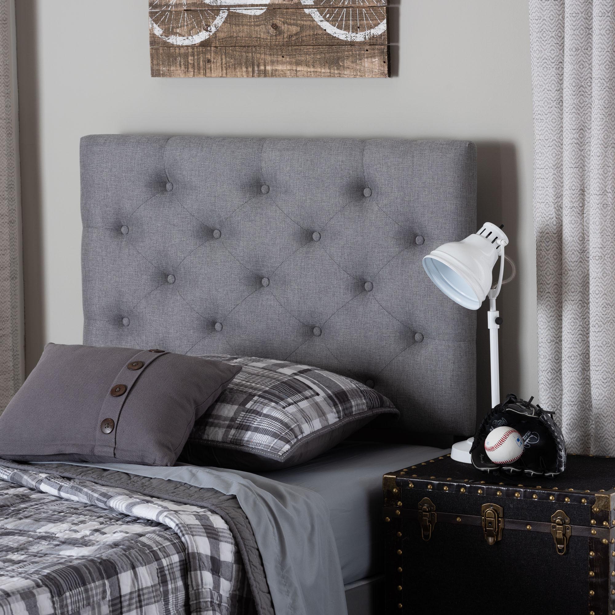 Baxton Studio Viviana Modern and Contemporary Grey Fabric Upholstered Button-Tufted Twin Size Headboard