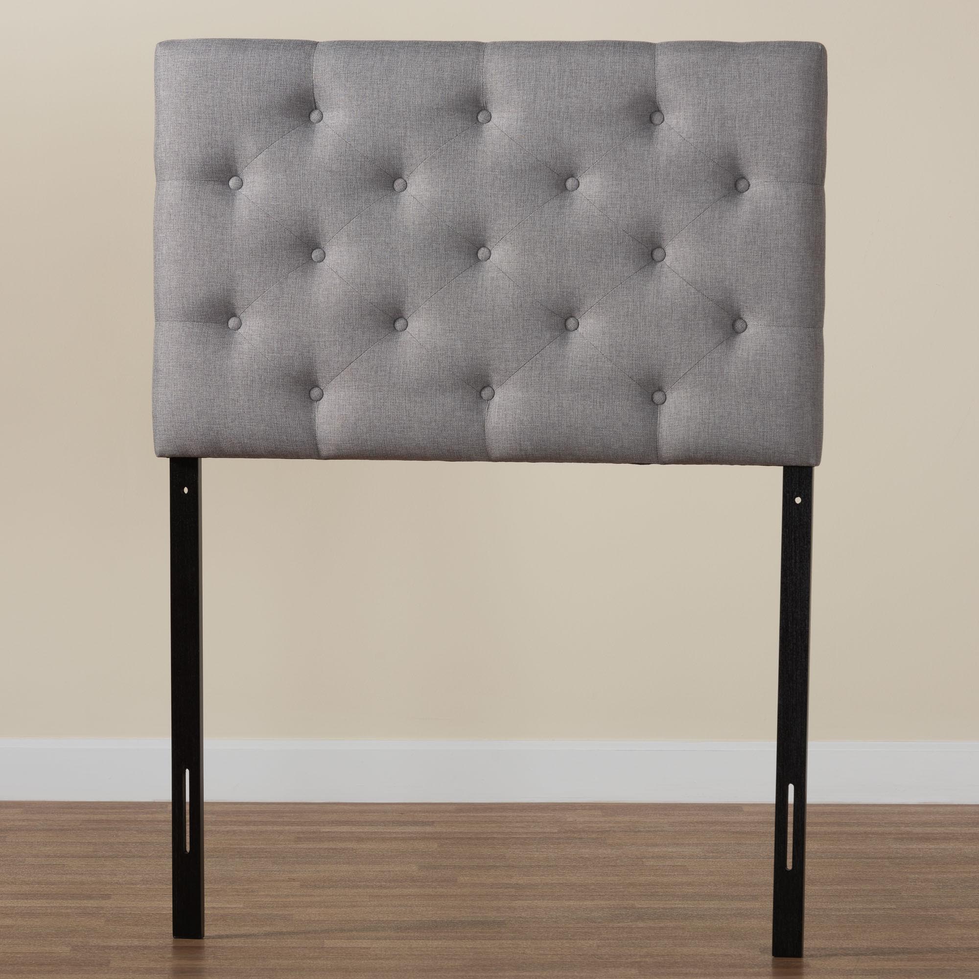 Baxton Studio Viviana Modern and Contemporary Grey Fabric Upholstered Button-Tufted Twin Size Headboard