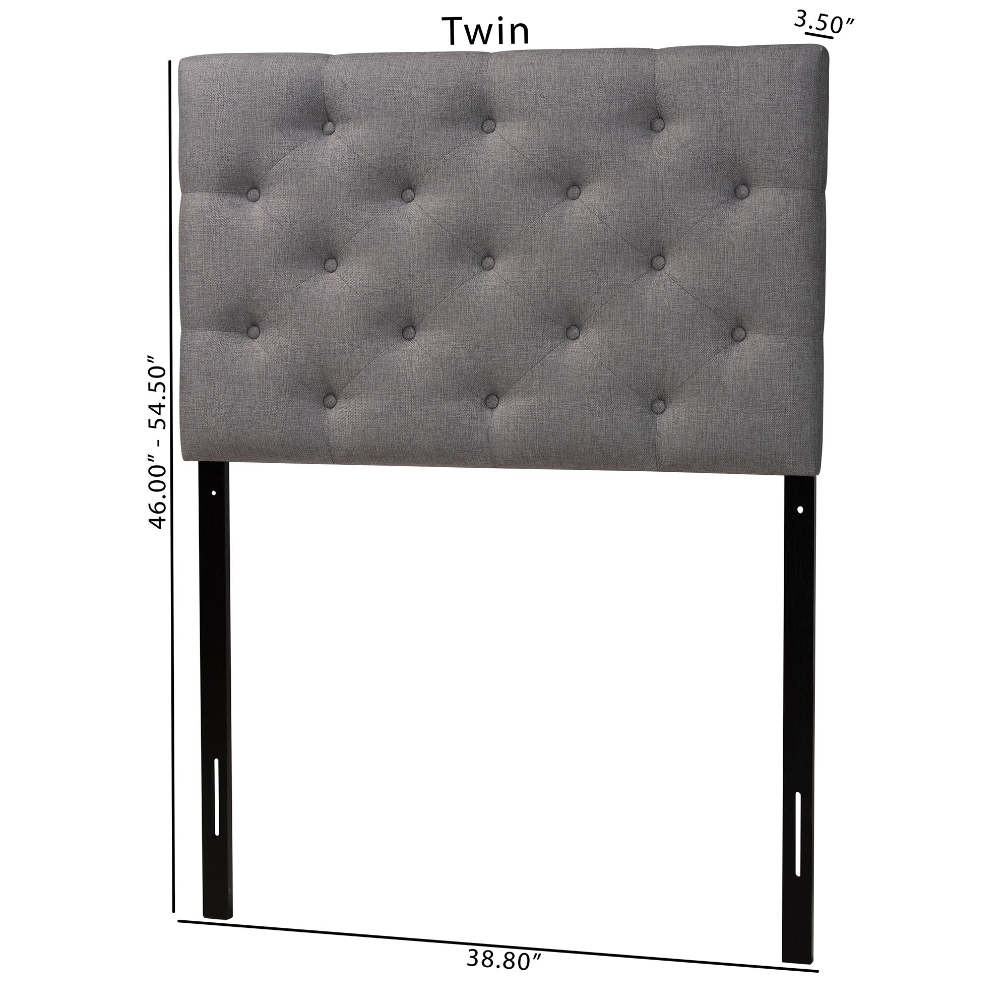 Baxton Studio Viviana Modern and Contemporary Grey Fabric Upholstered Button-Tufted Twin Size Headboard