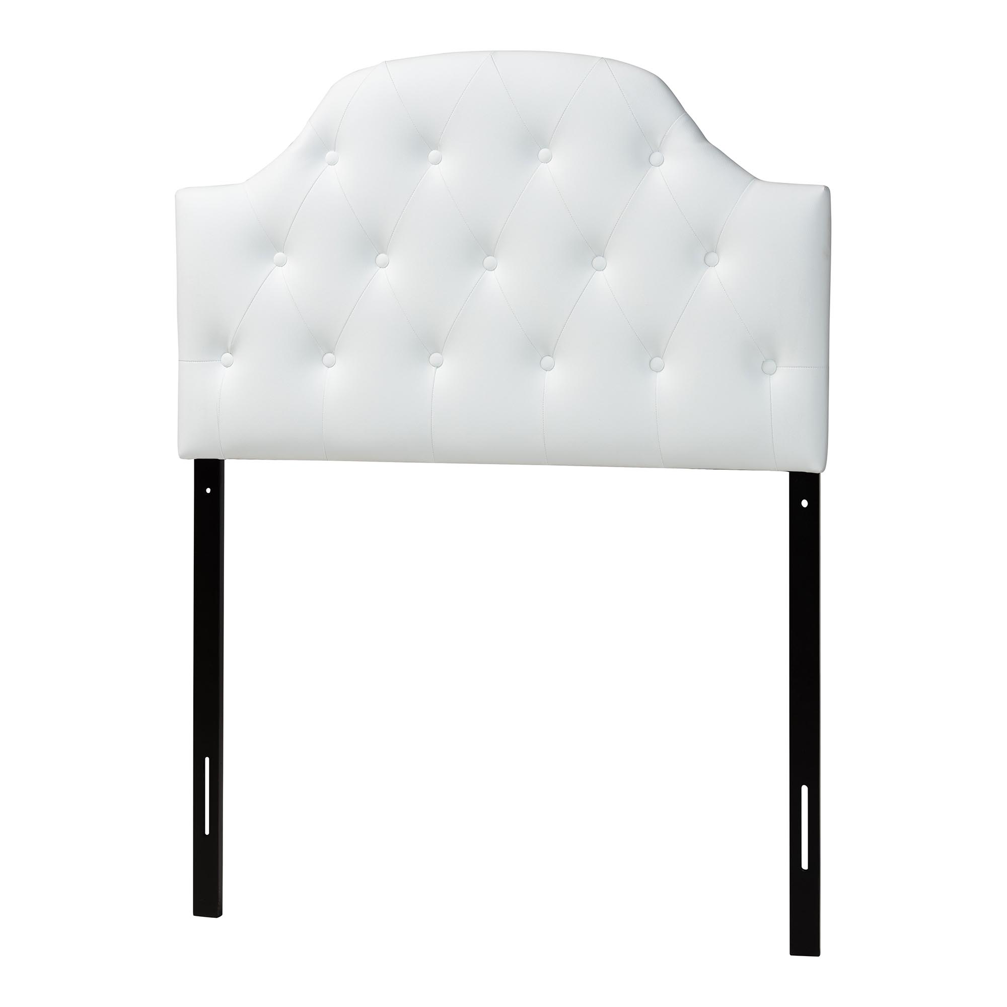 Baxton Studio Morris Modern and Contemporary White Faux Leather Upholstered Button-Tufted Scalloped Twin Size Headboard