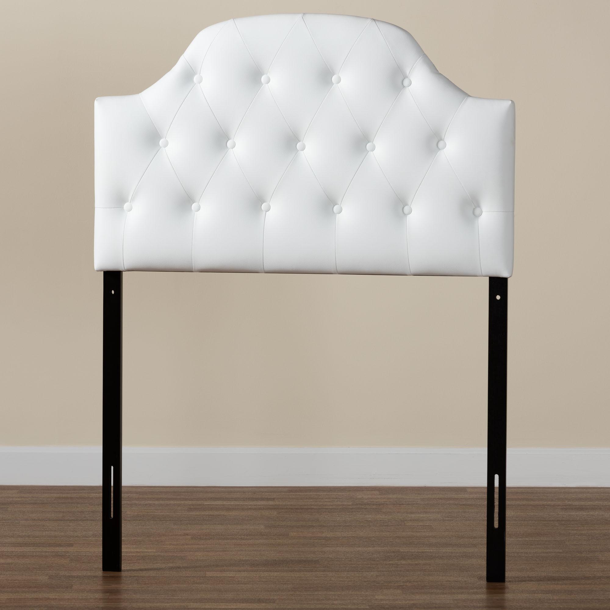 Baxton Studio Morris Modern and Contemporary White Faux Leather Upholstered Button-Tufted Scalloped Twin Size Headboard