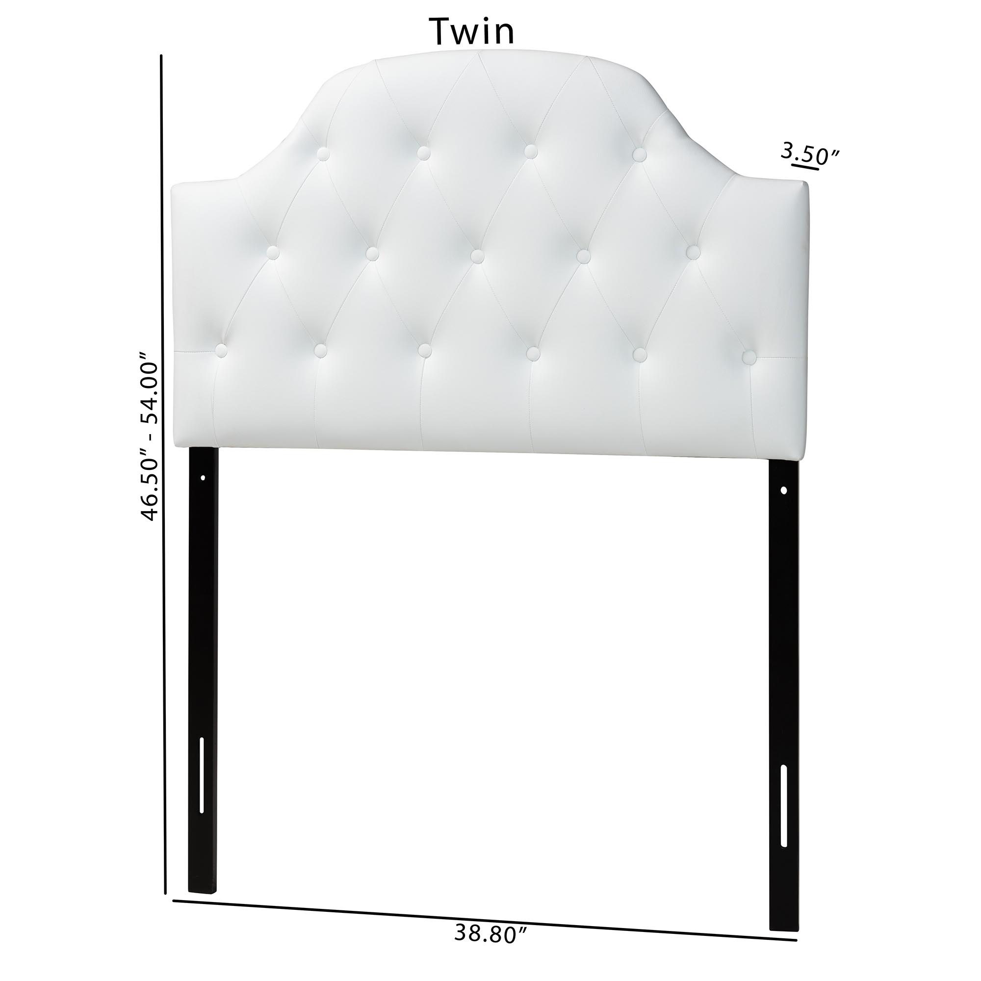 Baxton Studio Morris Modern and Contemporary White Faux Leather Upholstered Button-Tufted Scalloped Twin Size Headboard