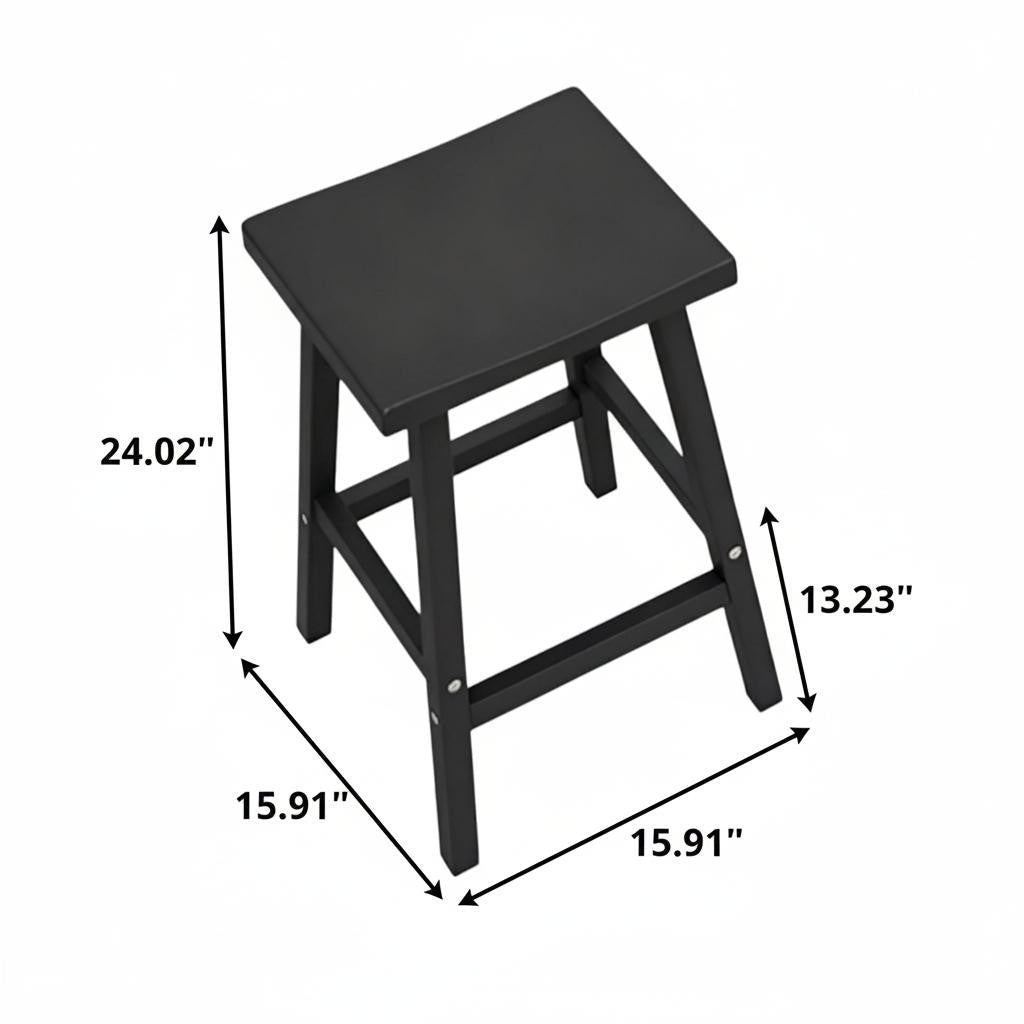 Set of Two 24" Black Polyresin Backless Outdoor Counter Height Bar Chairs