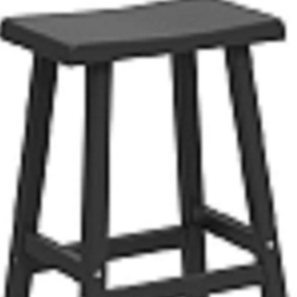 Set of Two 24" Black Polyresin Backless Outdoor Counter Height Bar Chairs