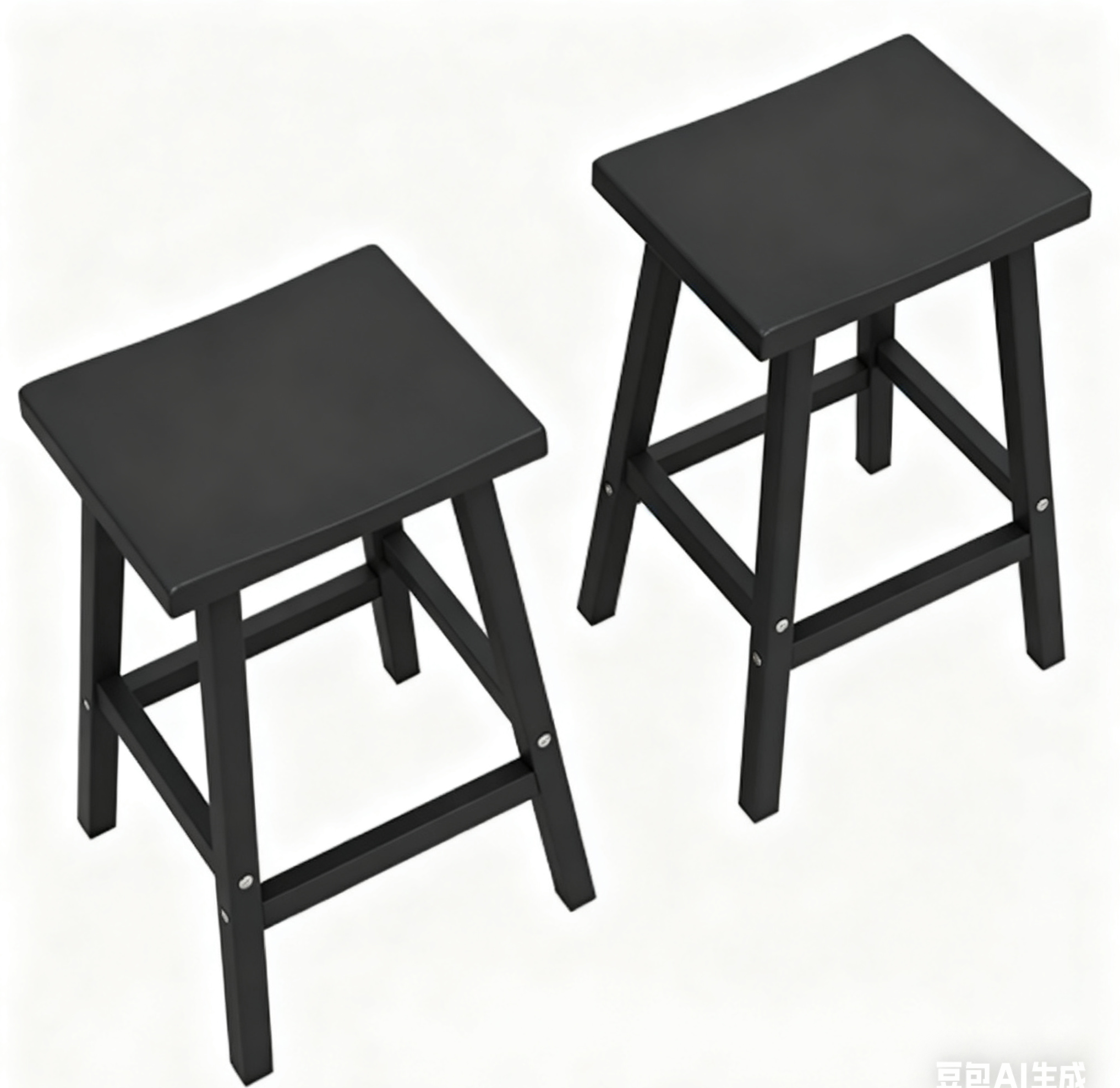 Set of Two 24" Black Polyresin Backless Outdoor Counter Height Bar Chairs