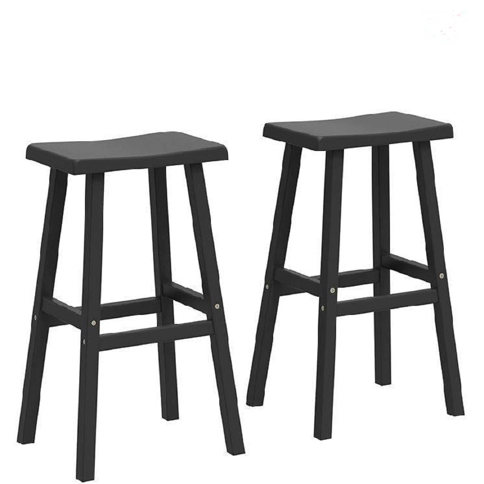 Set of Two 29" Black Polyresin Backless Outdoor Bar Height Chairs