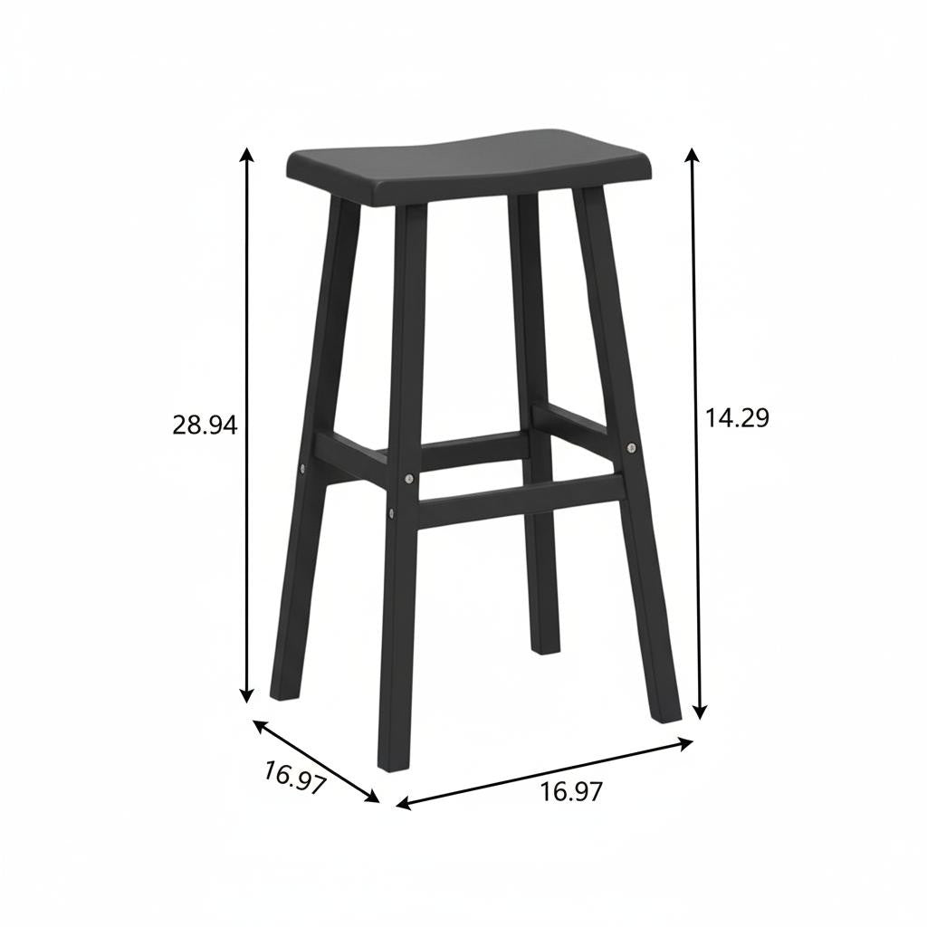 Set of Two 29" Black Polyresin Backless Outdoor Bar Height Chairs