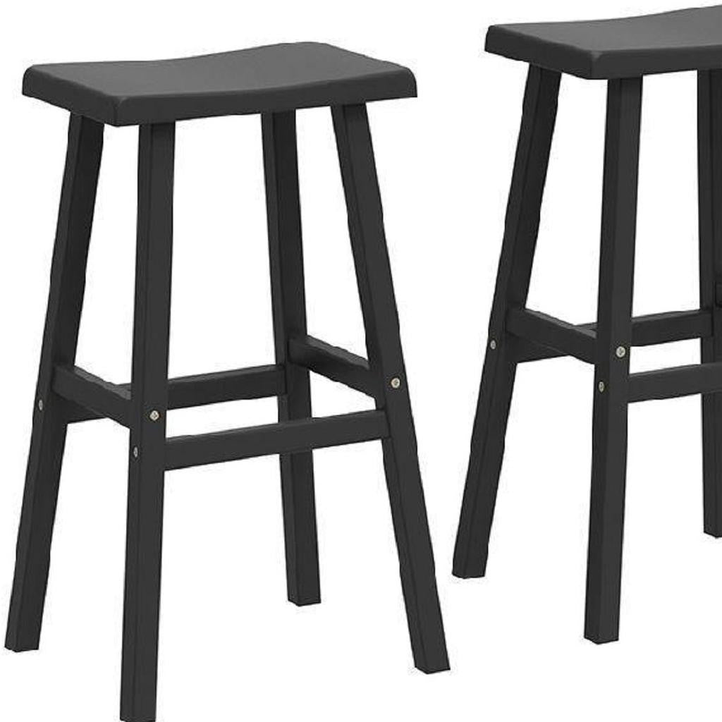 Set of Two 29" Black Polyresin Backless Outdoor Bar Height Chairs