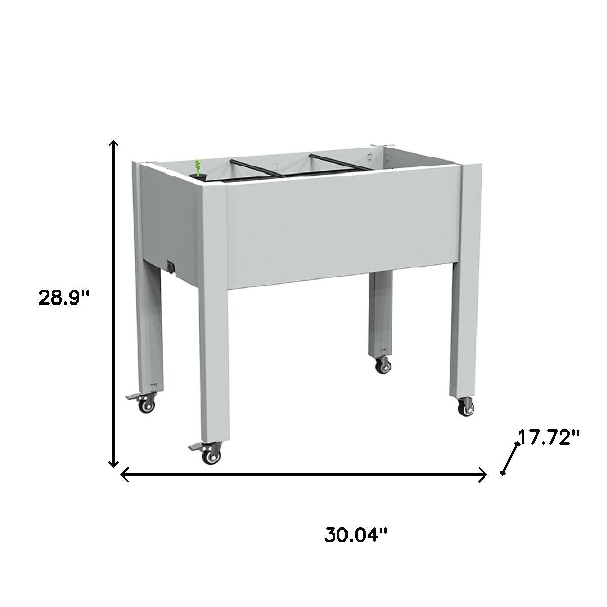 29" X 30" Gray Resin Rectangular Raised Garden Bed