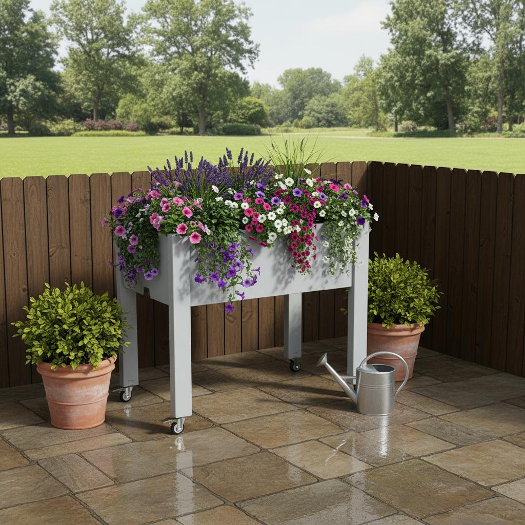 29" X 30" Gray Resin Rectangular Raised Garden Bed