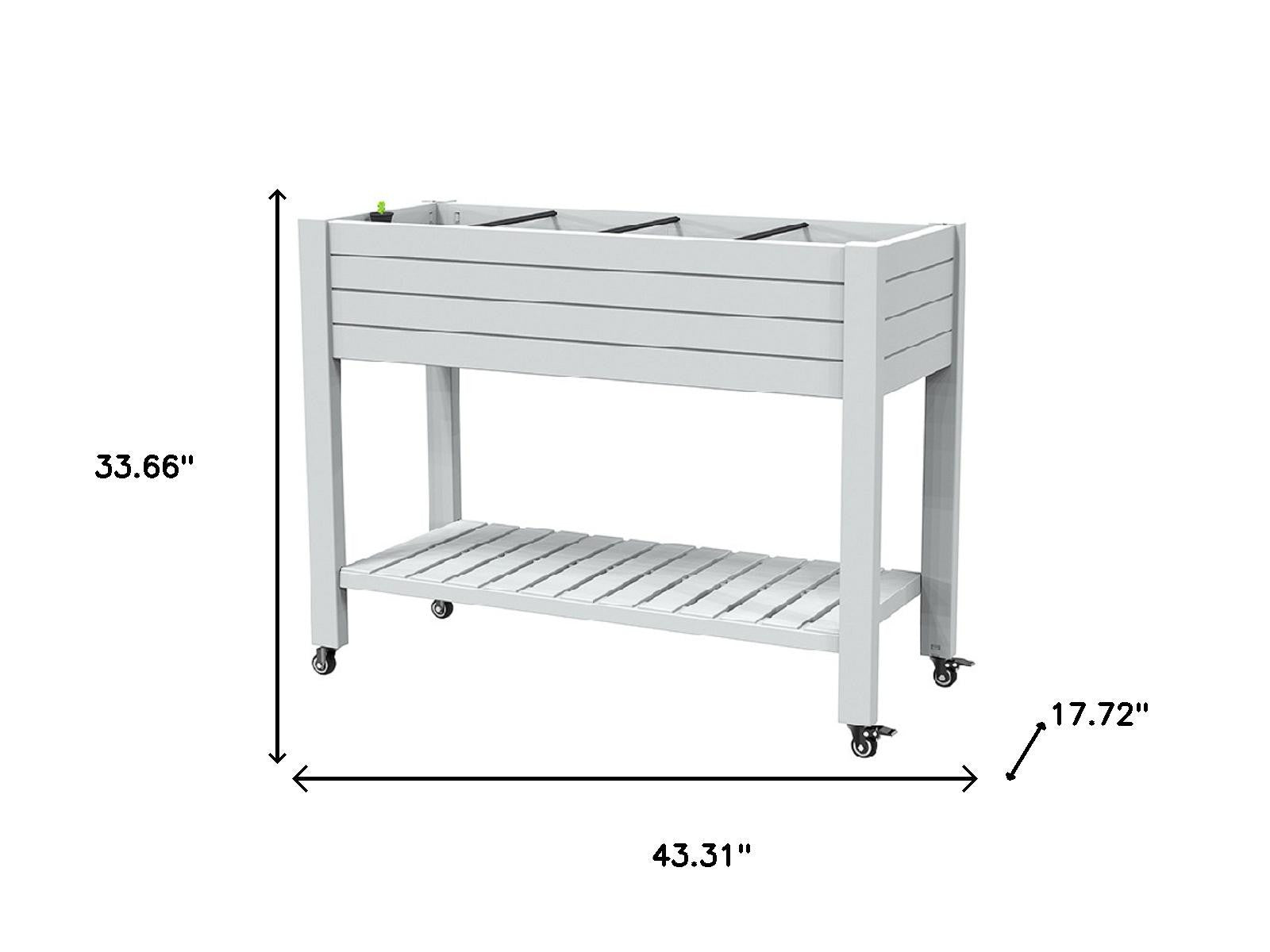 34" X 43" Gray Resin Rectangular Raised Garden Bed