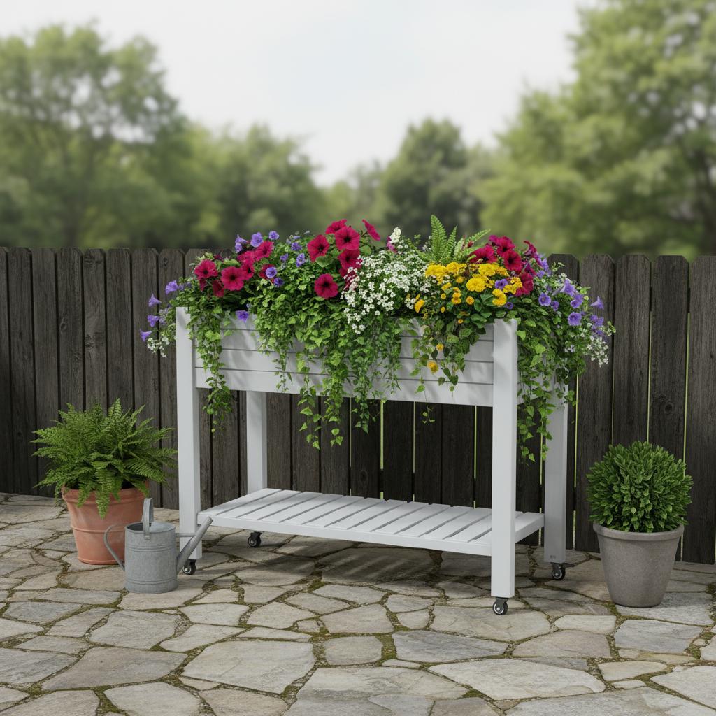 34" X 43" Gray Resin Rectangular Raised Garden Bed