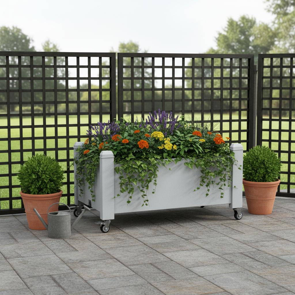 18" X 30" Gray Resin Rectangular Planter Box