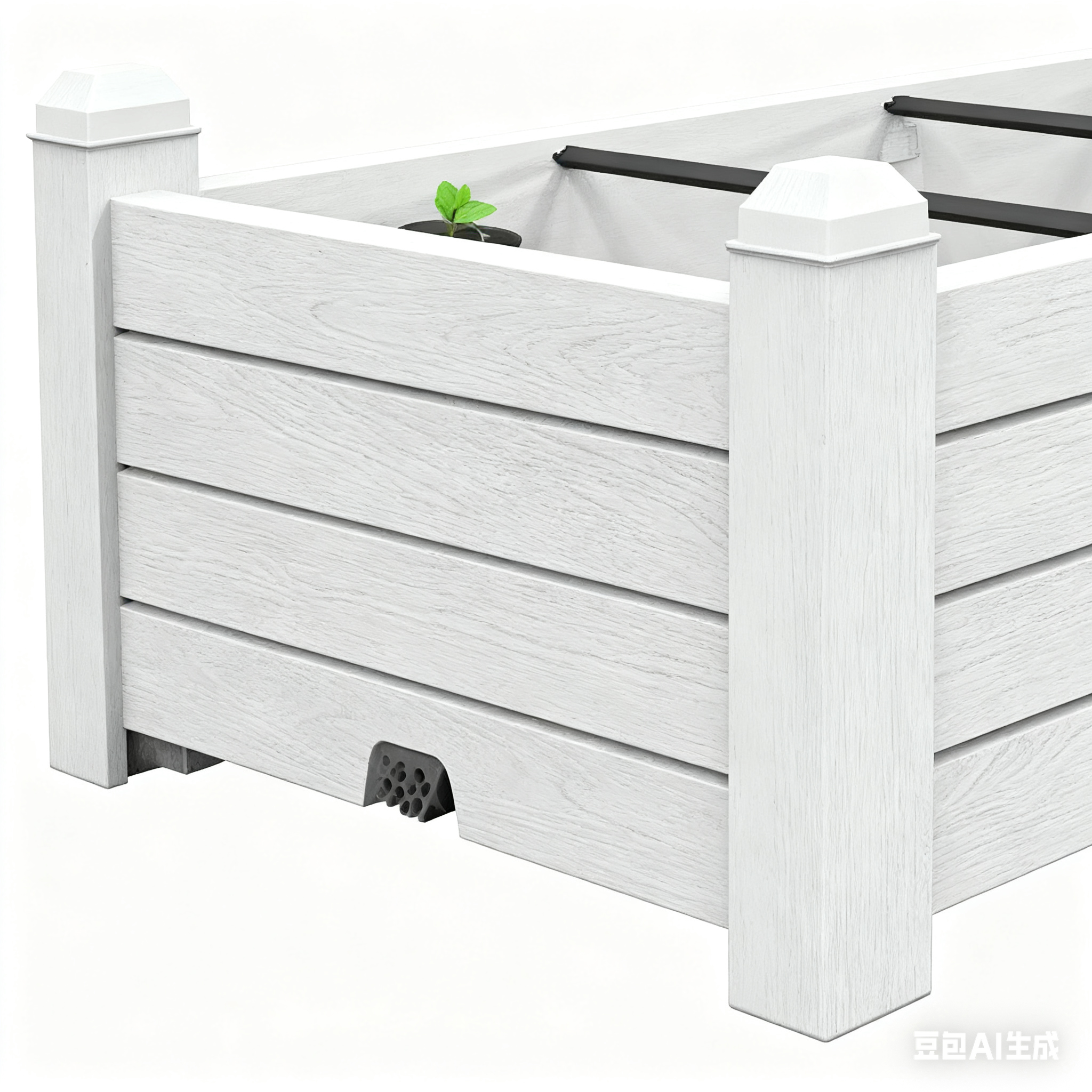 13" X 43" Light Brown Resin Rectangular Planter Box