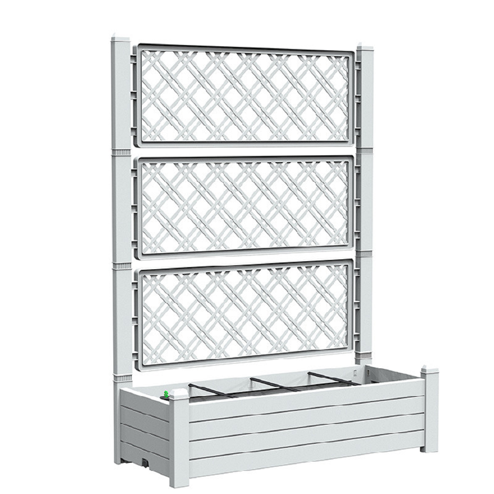 59" X 43" Gray Resin Rectangular Planter Box With Trellis