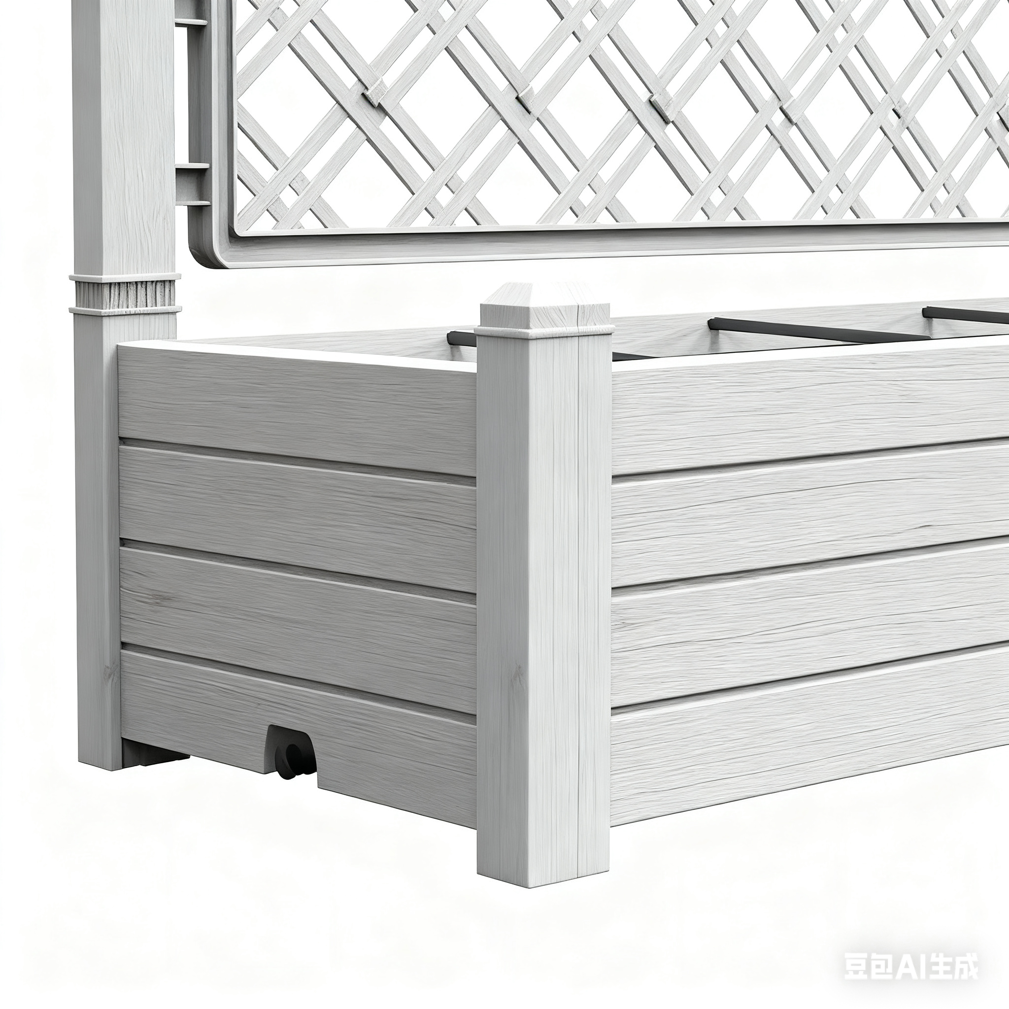 59" X 43" Gray Resin Rectangular Planter Box With Trellis