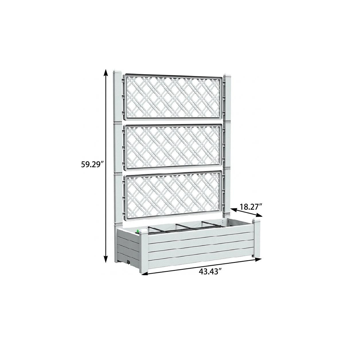 59" X 43" Gray Resin Rectangular Planter Box With Trellis