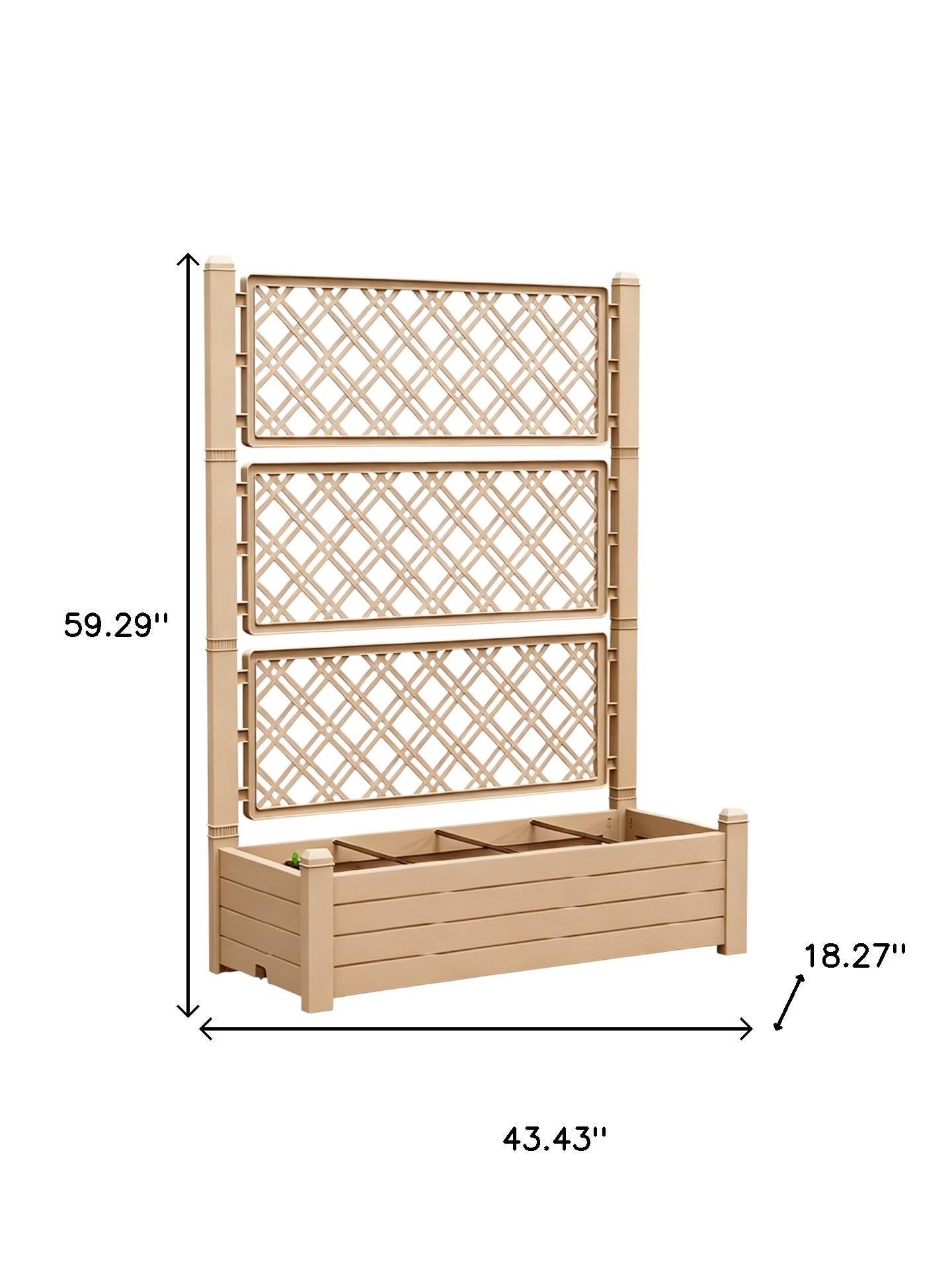 59" X 43" Light Brown Resin Rectangular Planter Box
