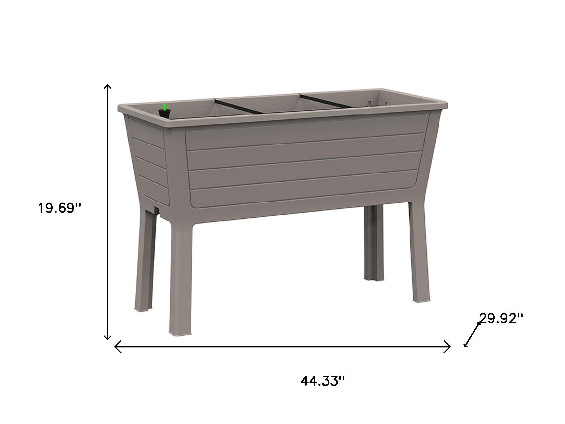 20" X 44" Light Brown Resin Rectangular Raised Garden Bed