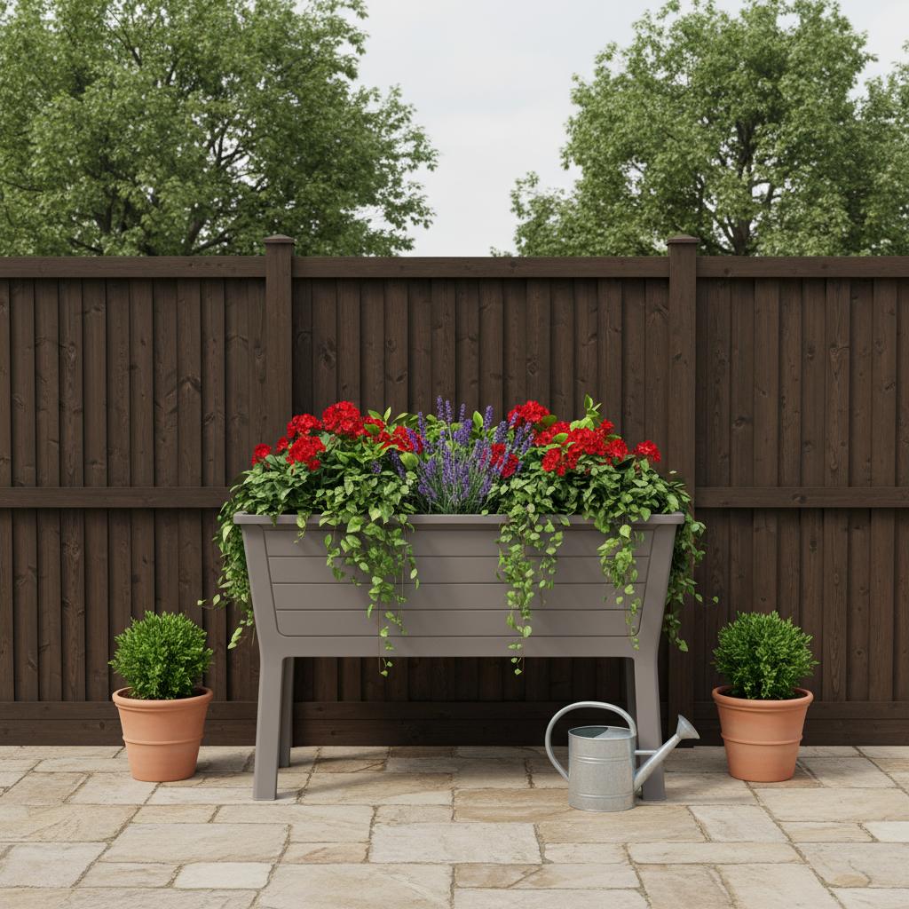 20" X 44" Light Brown Resin Rectangular Raised Garden Bed
