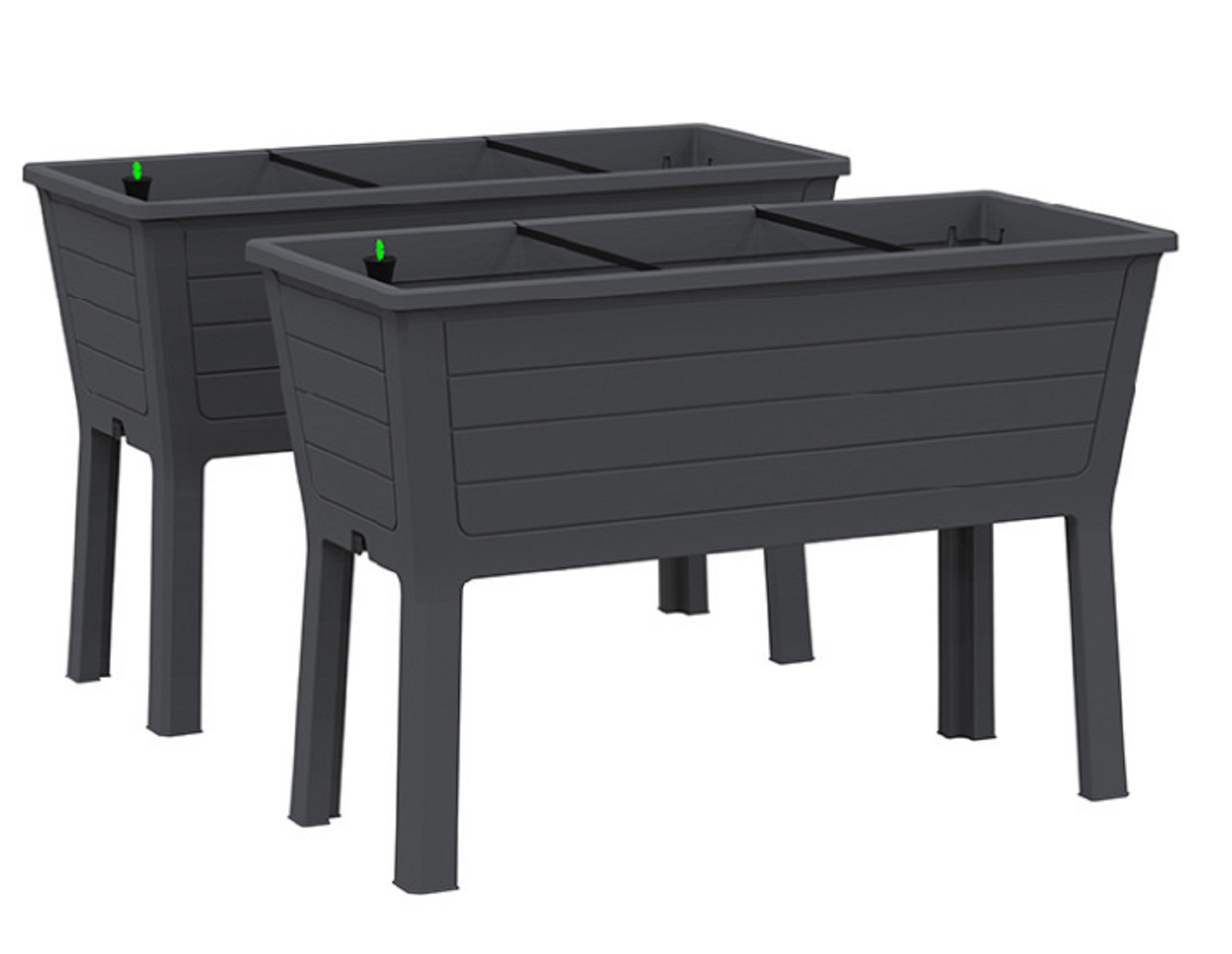 Set of Two Black Resin Rectangular Raised Garden Bed