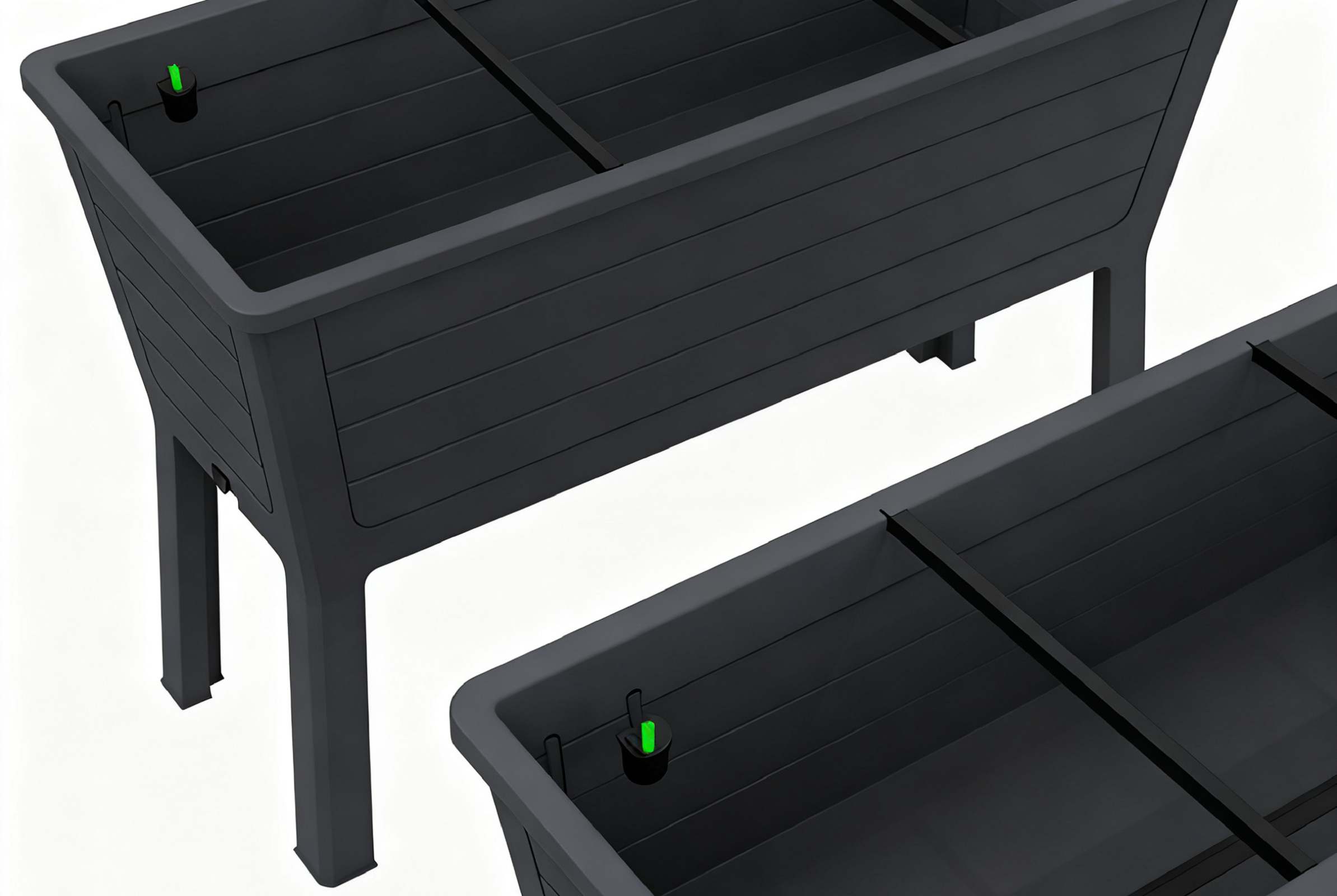 Set of Two Black Resin Rectangular Raised Garden Bed