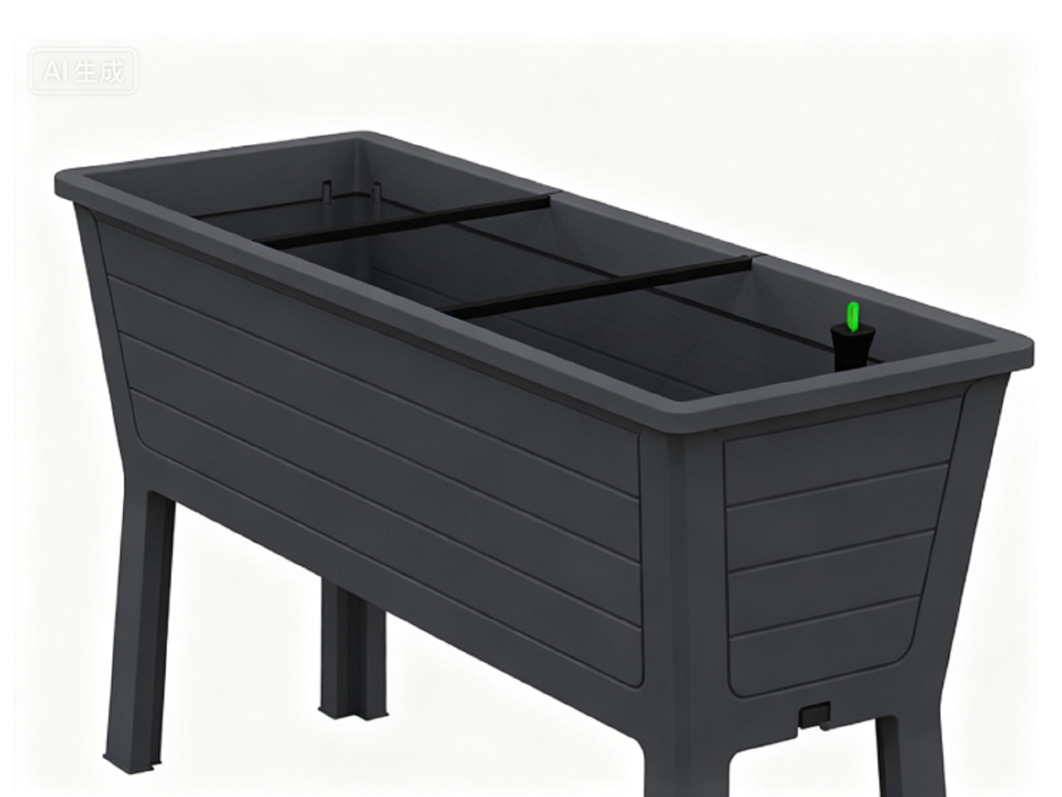 Set of Two Black Resin Rectangular Raised Garden Bed