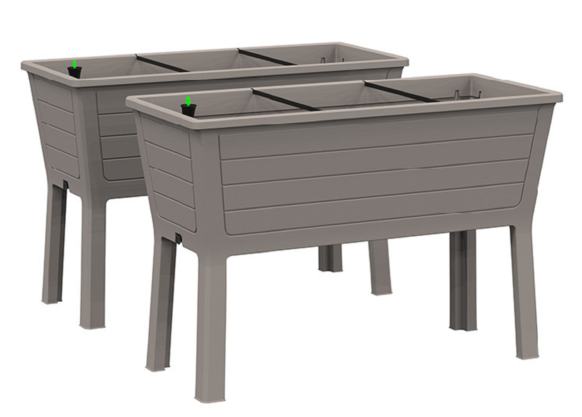 Set of Two 20" X 44" Light Brown Resin Rectangular Raised Garden Bed