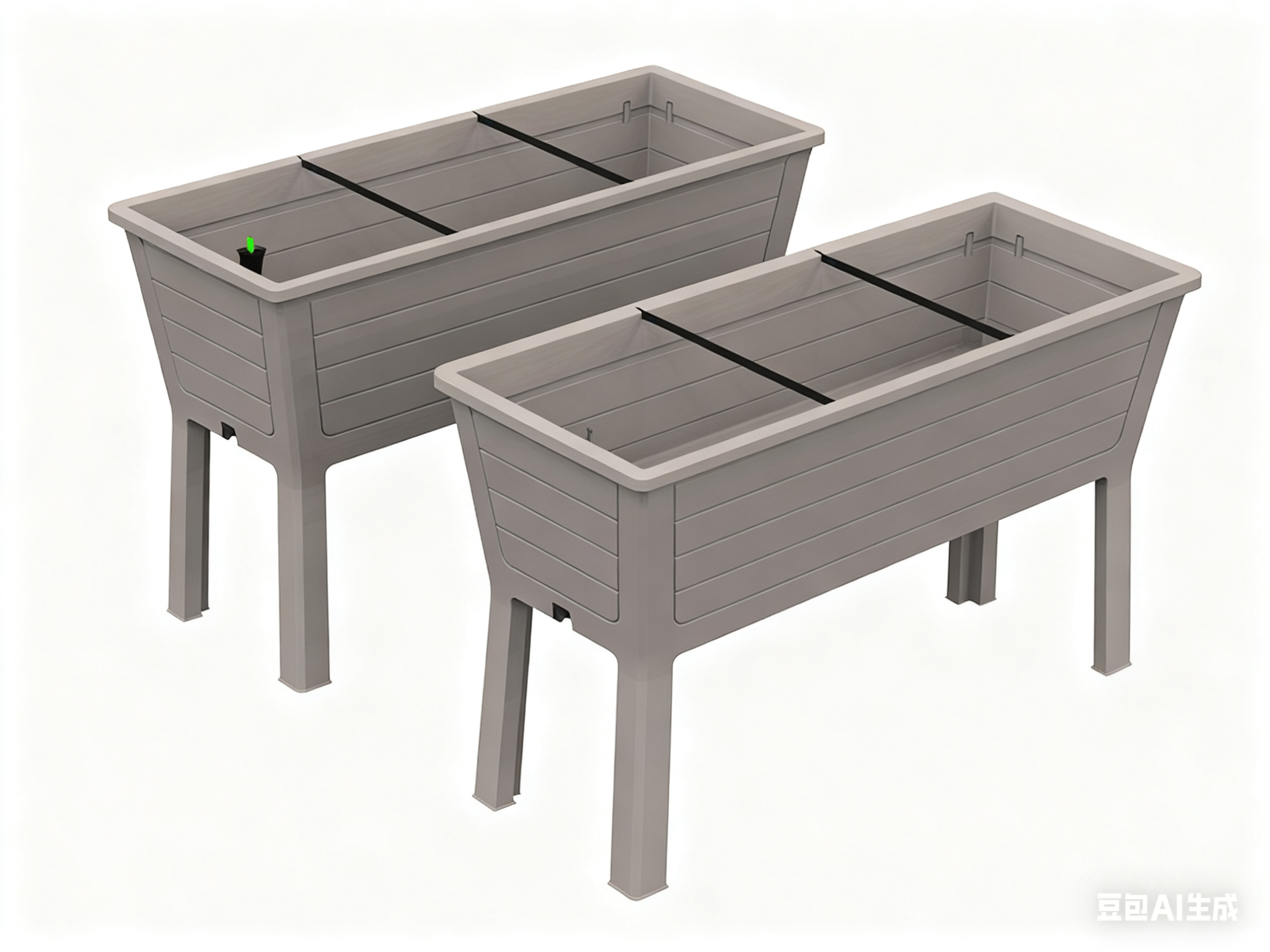 Set of Two 20" X 44" Light Brown Resin Rectangular Raised Garden Bed