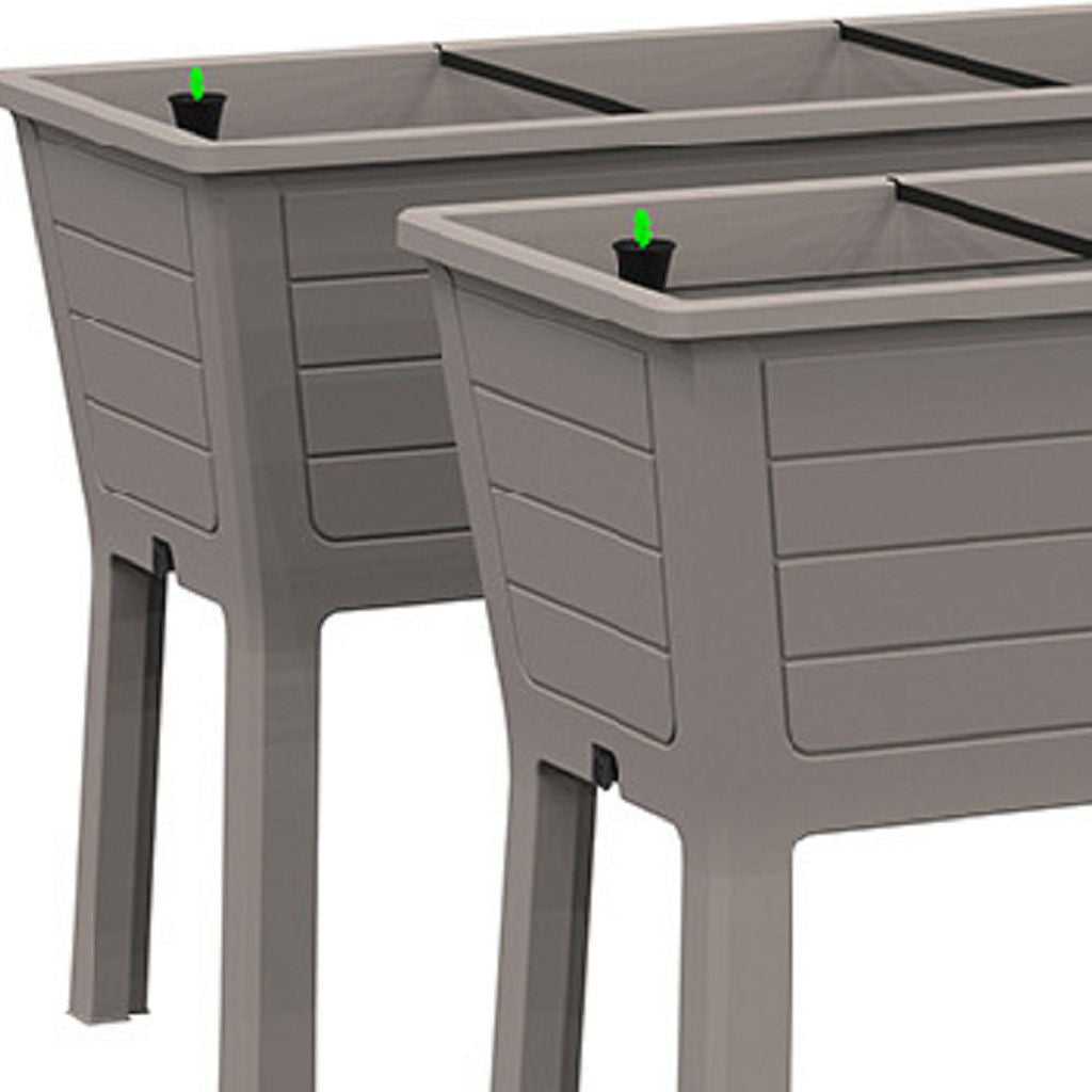 Set of Two 20" X 44" Light Brown Resin Rectangular Raised Garden Bed