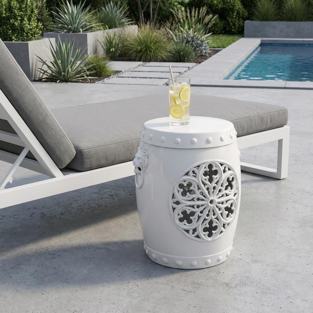 16" White Heavy Duty Plastic Outdoor Accent Chair