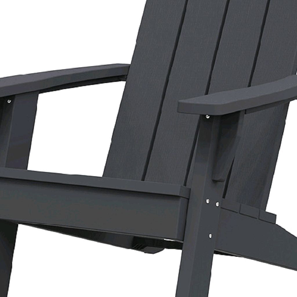 35" Black Faux Wood Heavy Duty Plastic Outdoor Adirondack Chair