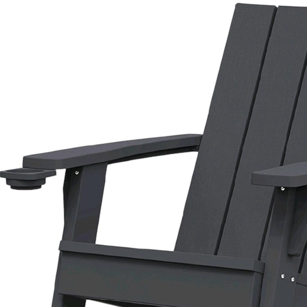 35" Black Faux Wood Heavy Duty Plastic Outdoor Adirondack Chair