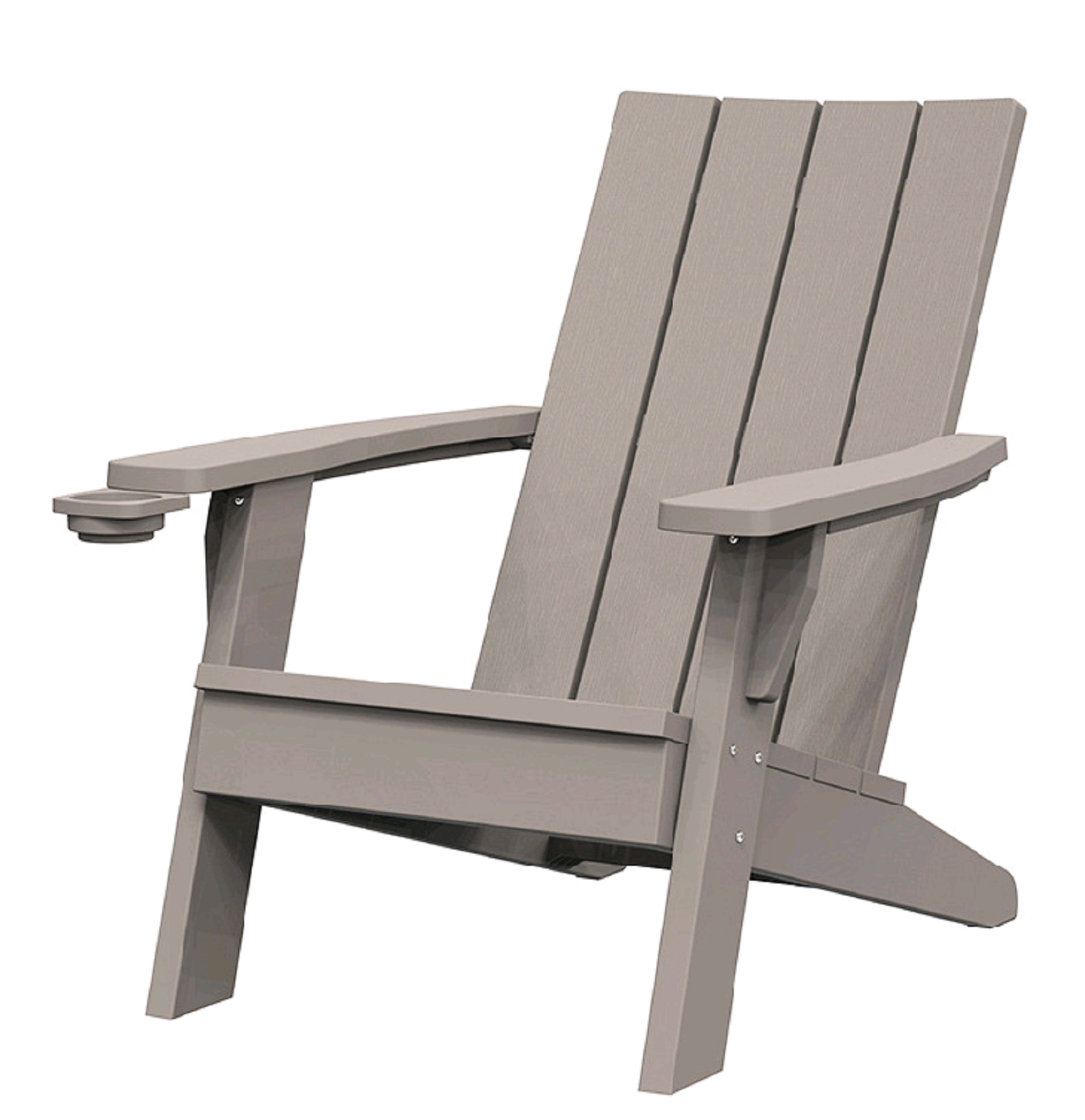 35" Light Brown Faux Wood Heavy Duty Plastic Outdoor Adirondack Chair with Storage