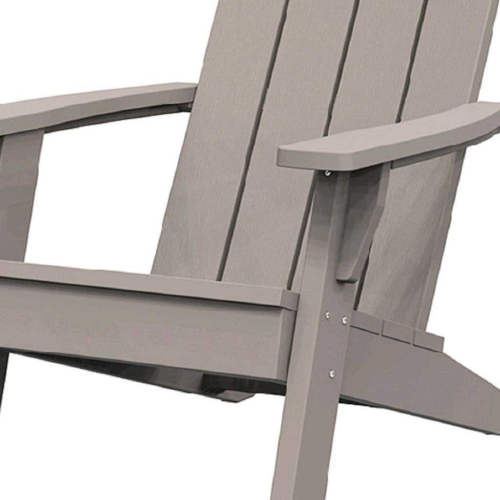 35" Light Brown Faux Wood Heavy Duty Plastic Outdoor Adirondack Chair with Storage