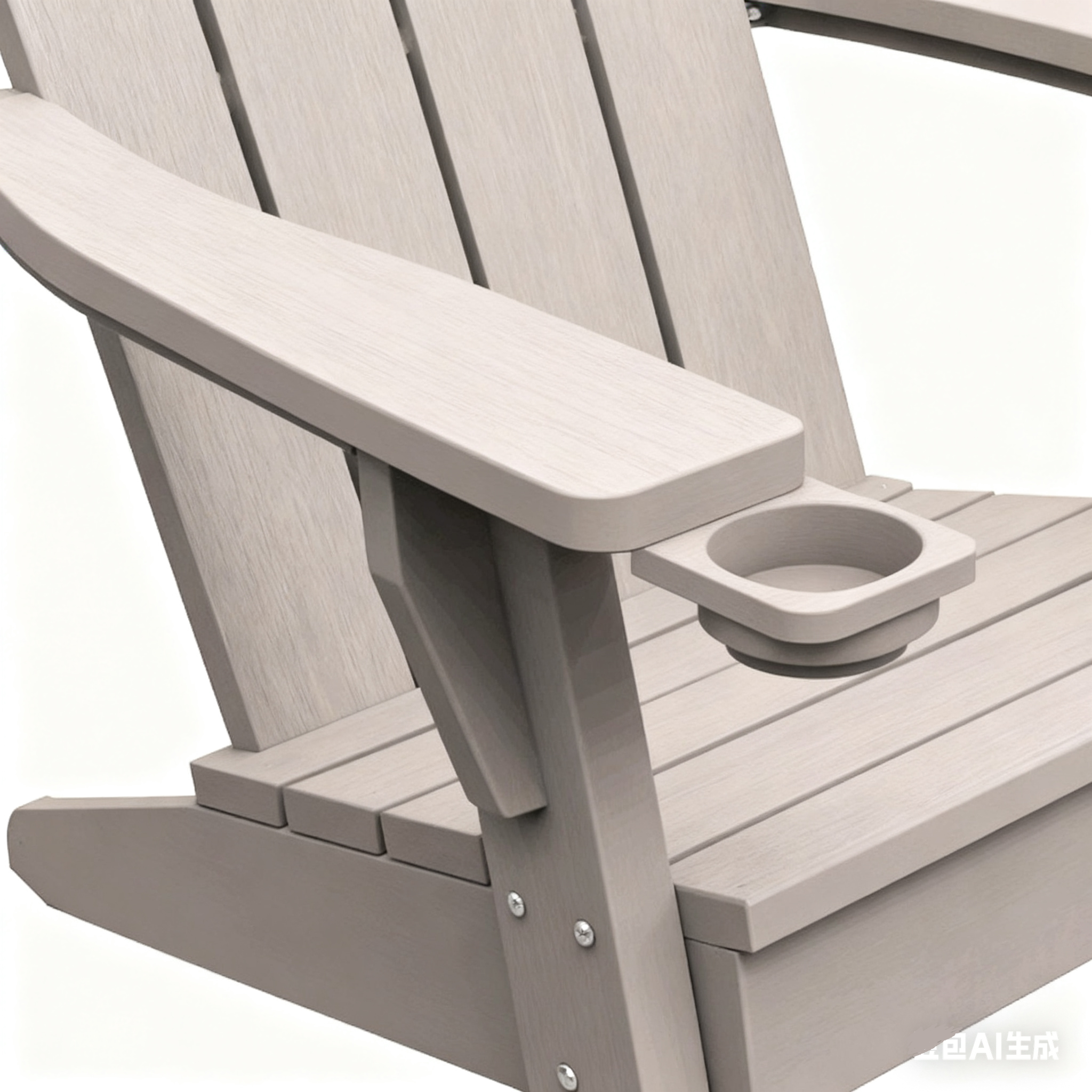 35" Light Brown Faux Wood Heavy Duty Plastic Outdoor Adirondack Chair with Storage