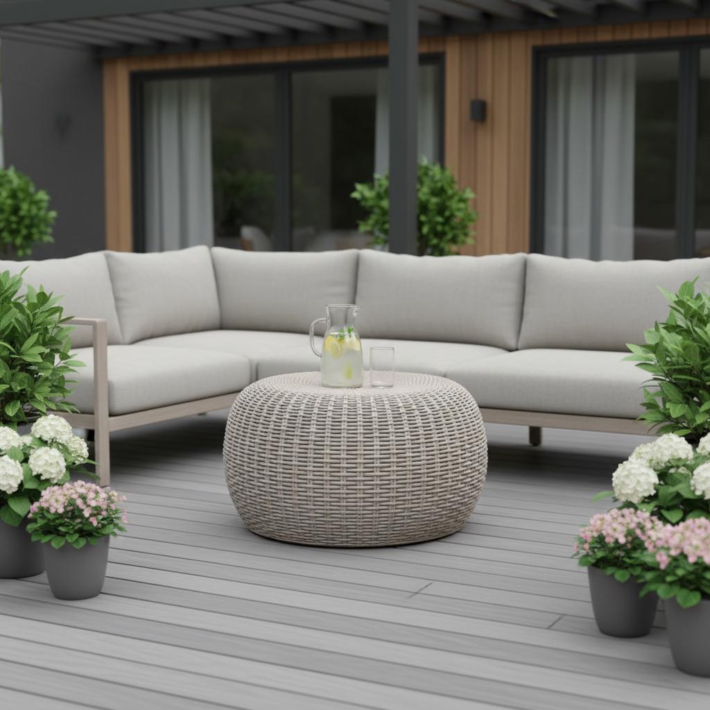 22" Light Brown Woven Heavy Duty Plastic Outdoor Accent Chair