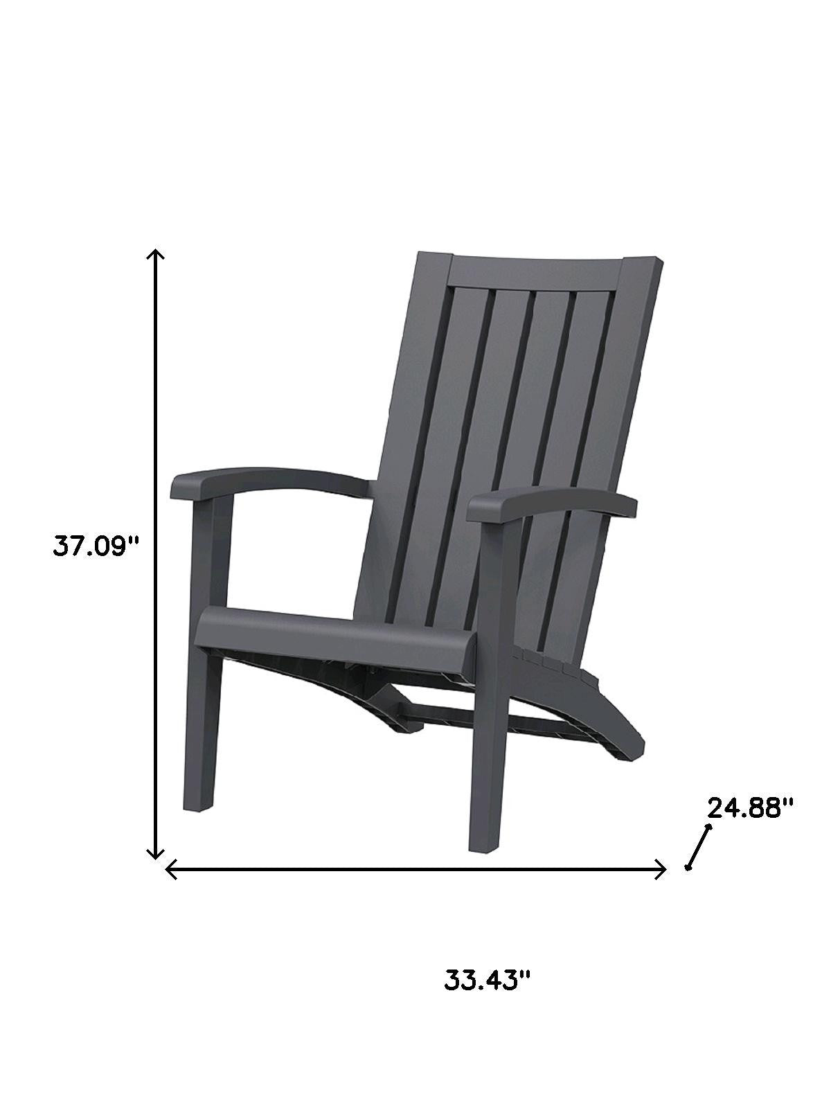 33" Black Faux Wood Heavy Duty Plastic Outdoor Adirondack Chair