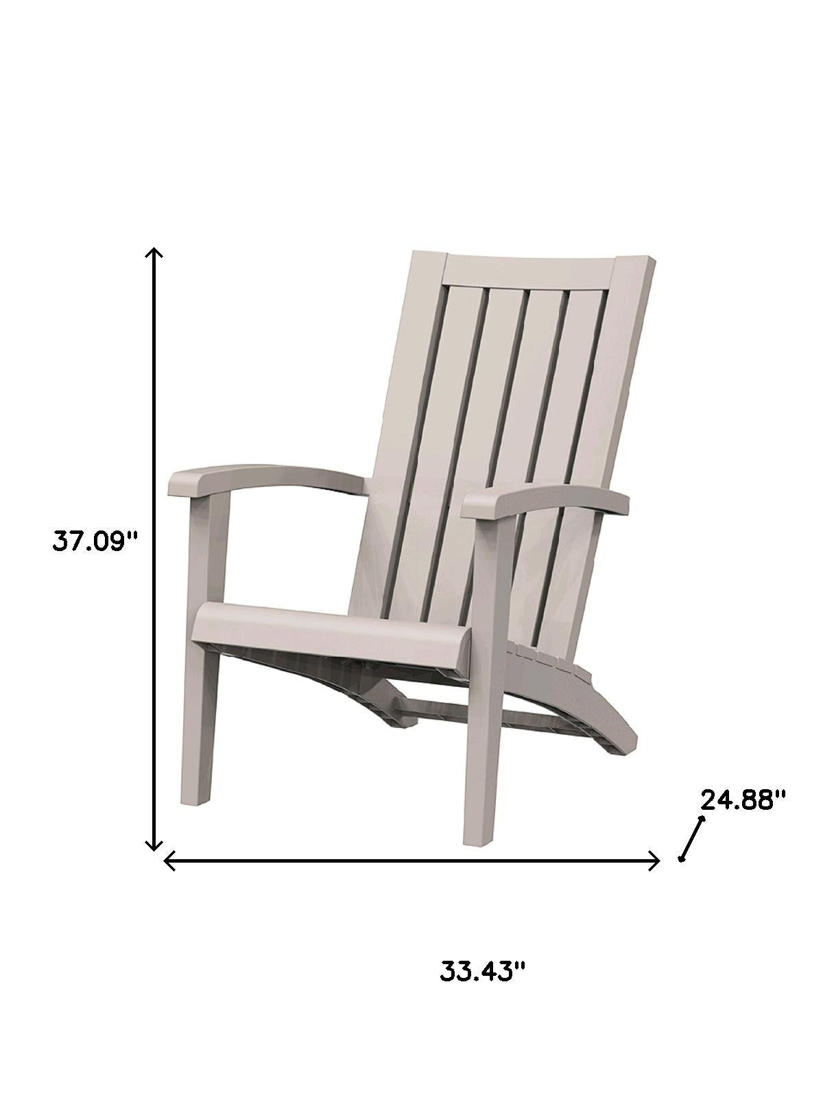 33" Light Brown Faux Wood Heavy Duty Plastic Outdoor Adirondack Chair