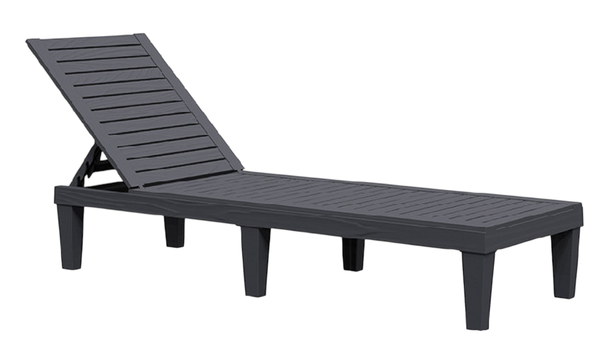 75" Black Heavy Duty Plastic Five Position Adjustable Outdoor Chaise Lounge