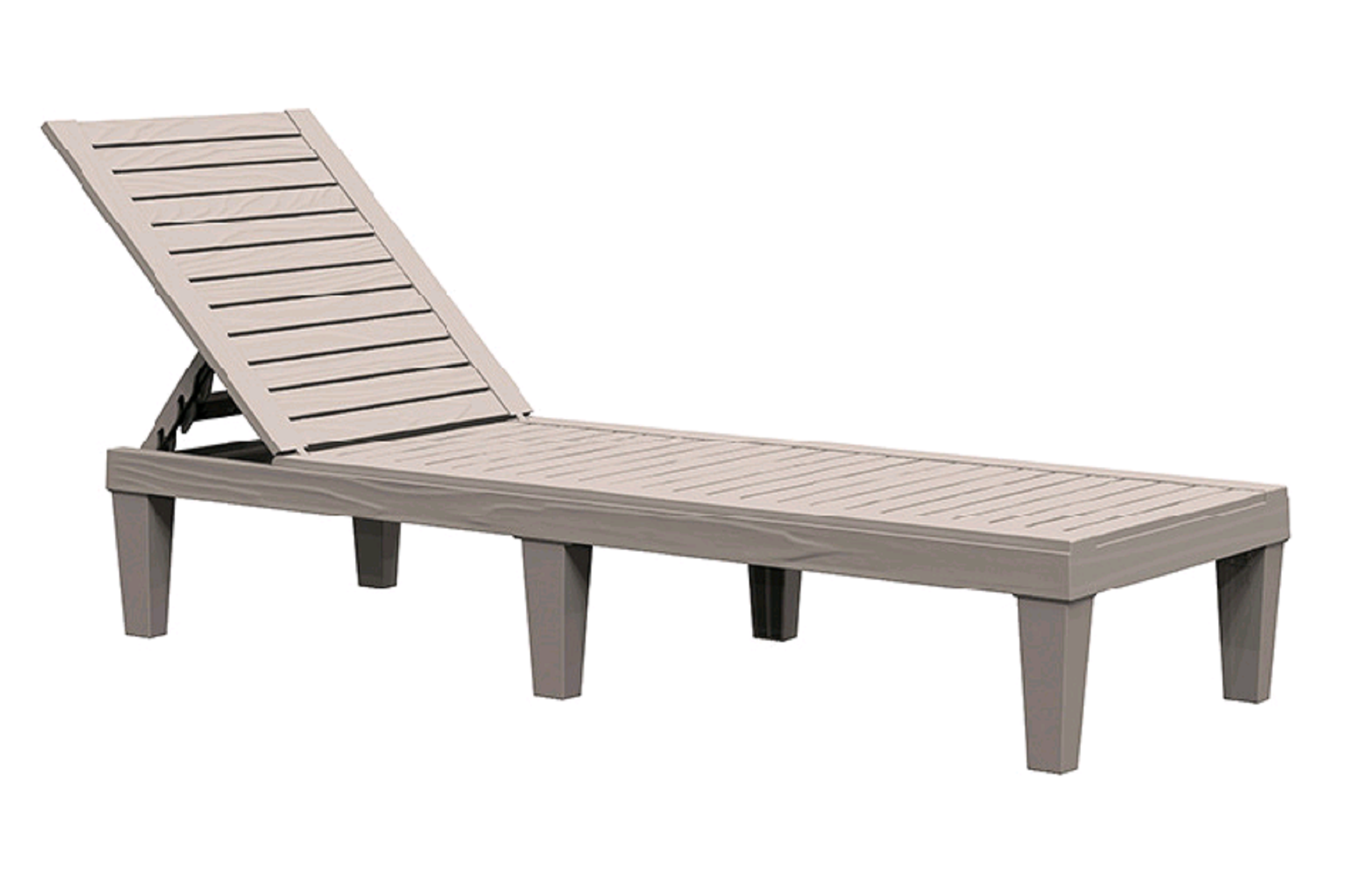 75" Light Brown Heavy Duty Plastic Five Position Adjustable Outdoor Chaise Lounge